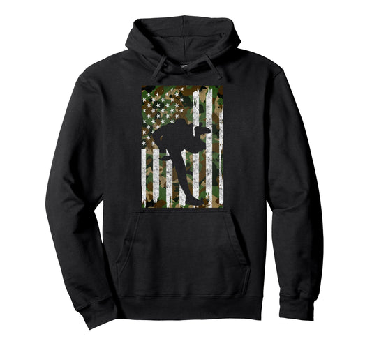 Baseball Us Camouflage Flag Baseball Hoodie - Fun Novelty Design Men Women - T-Shirt, Sweatshirt, Hoodie