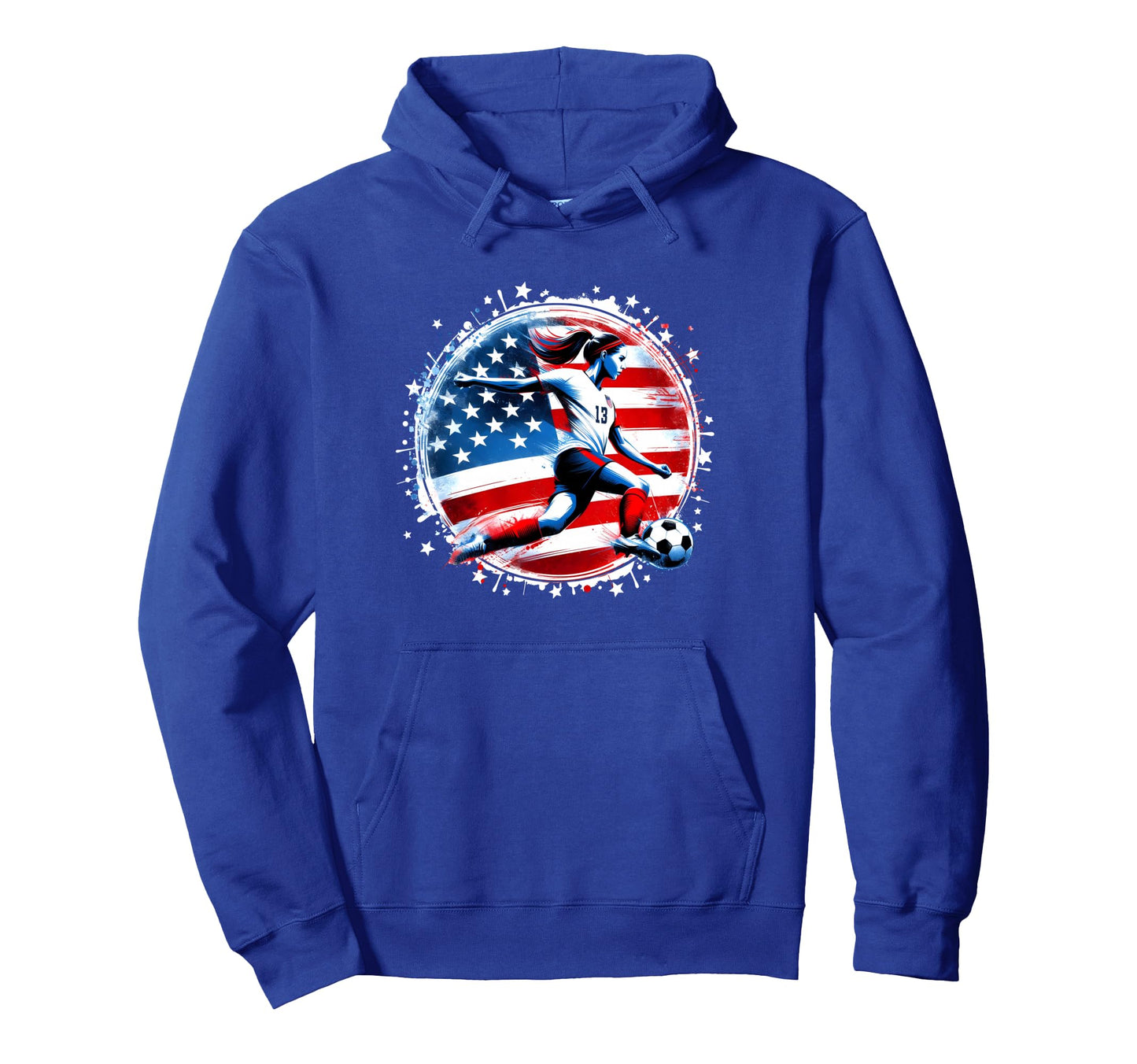Womens Soccer American Flag Soccer Hoodie - Fun Novelty Design Men Women - T-Shirt, Sweatshirt, Hoodie