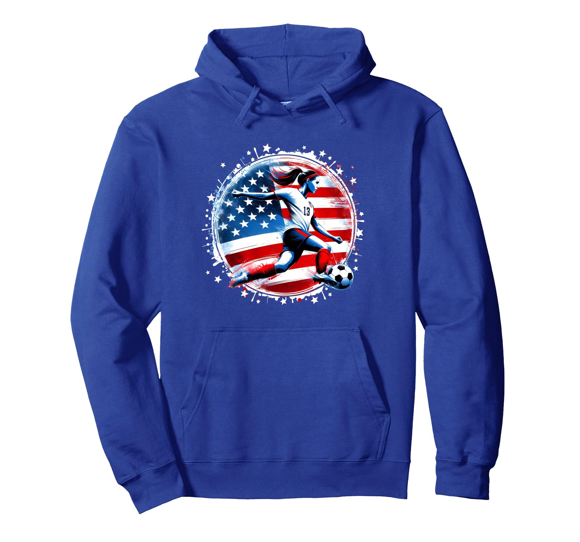 Womens Soccer American Flag Soccer Hoodie - Fun Novelty Design Men Women - T-Shirt, Sweatshirt, Hoodie