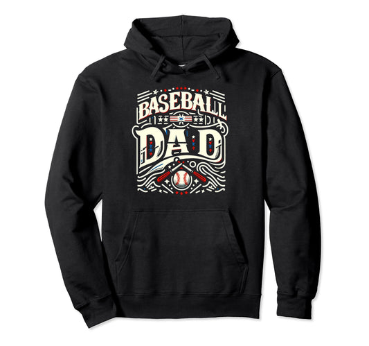 Baseball Dad Fathers Day Hoodie - Aesthetic Graphic Men Women - T-Shirt, Sweatshirt, Hoodie