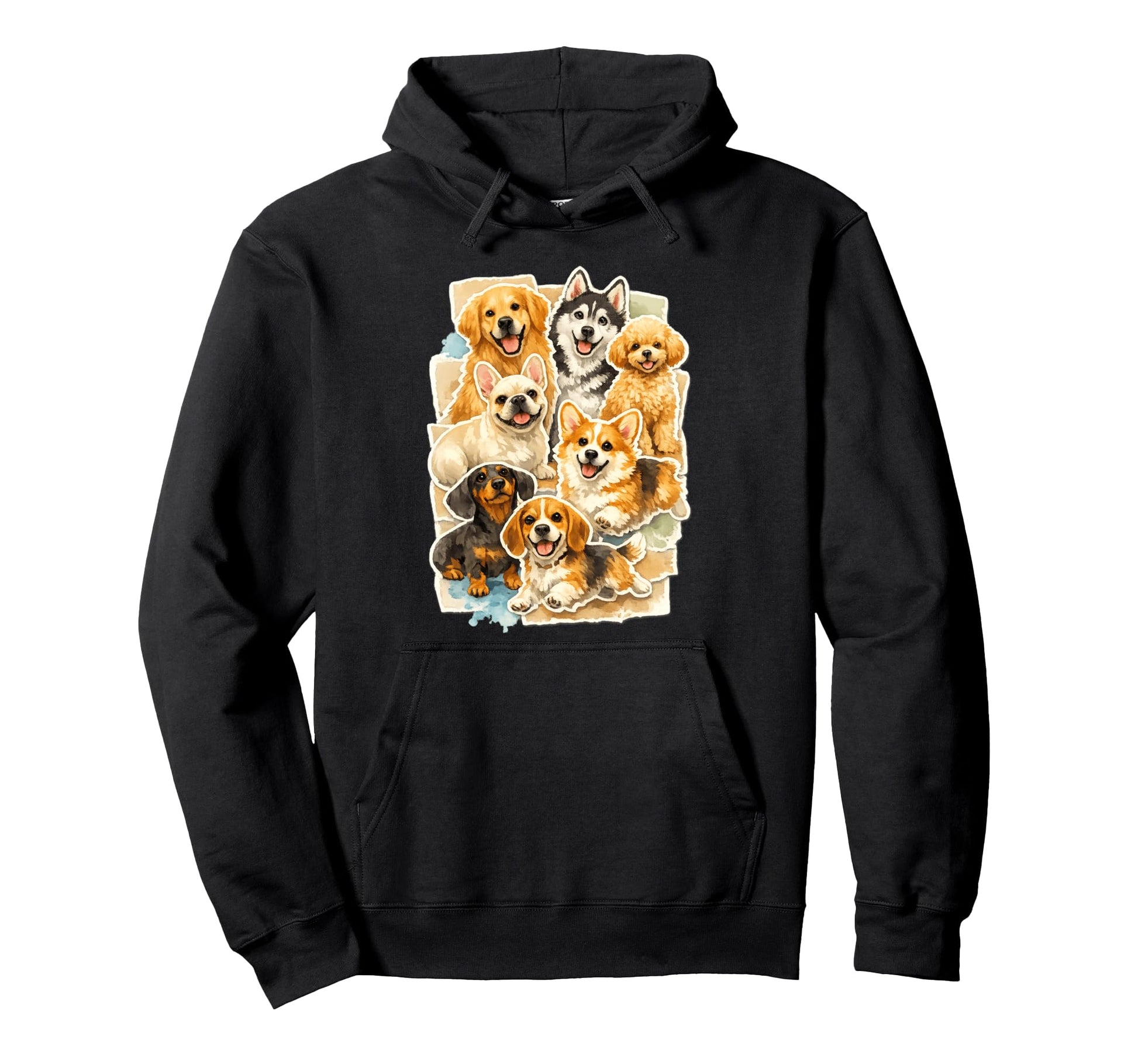 Dog Collage Colorful Paw Lover Puppy Hoodie - Aesthetic Graphic Unisex - T-Shirt, Sweatshirt, Hoodie
