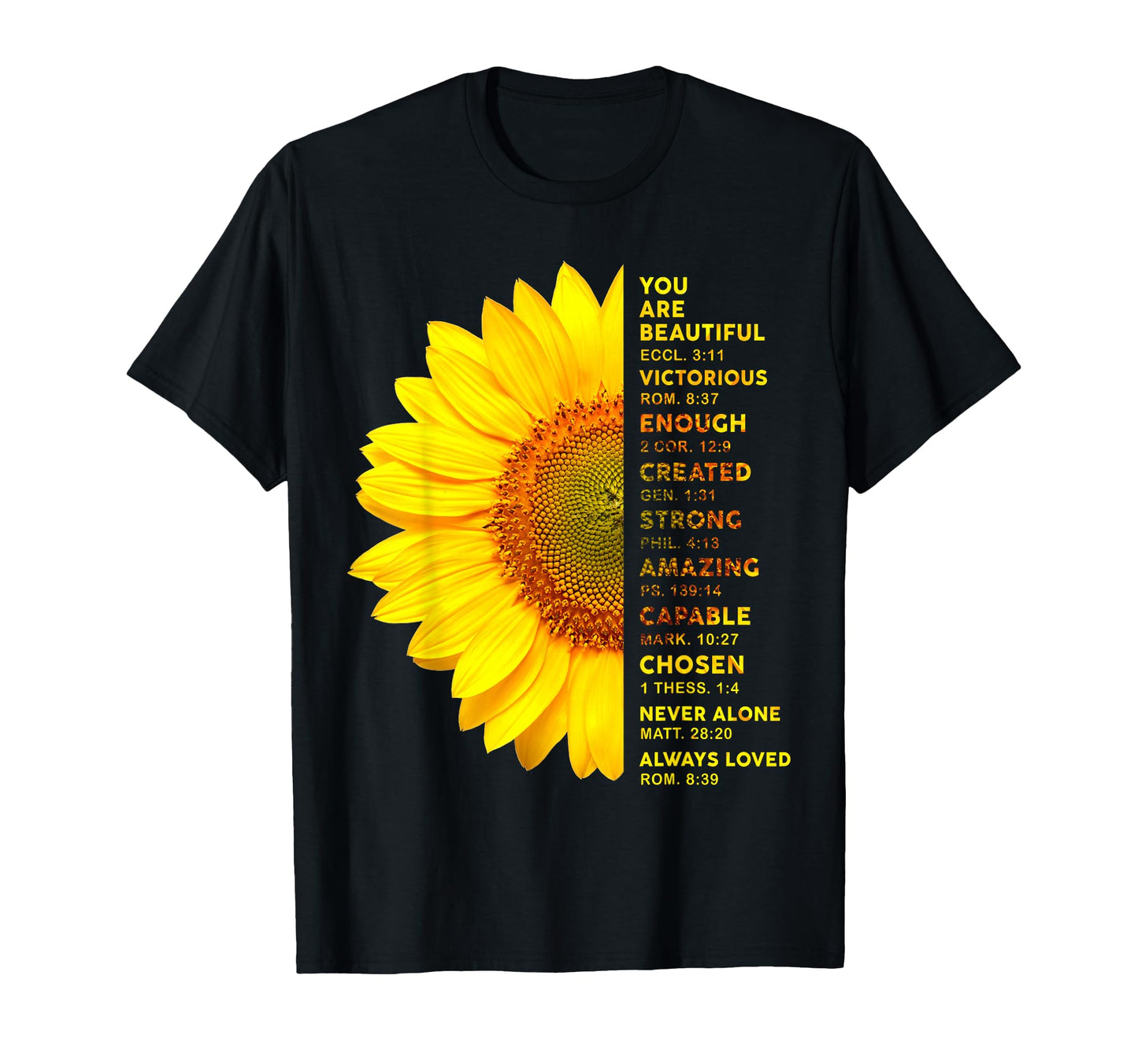 Christian Sunflower You Are Beautiful T-Shirt - Trendy Graphic for Adults - T-Shirt, Sweatshirt, Hoodie