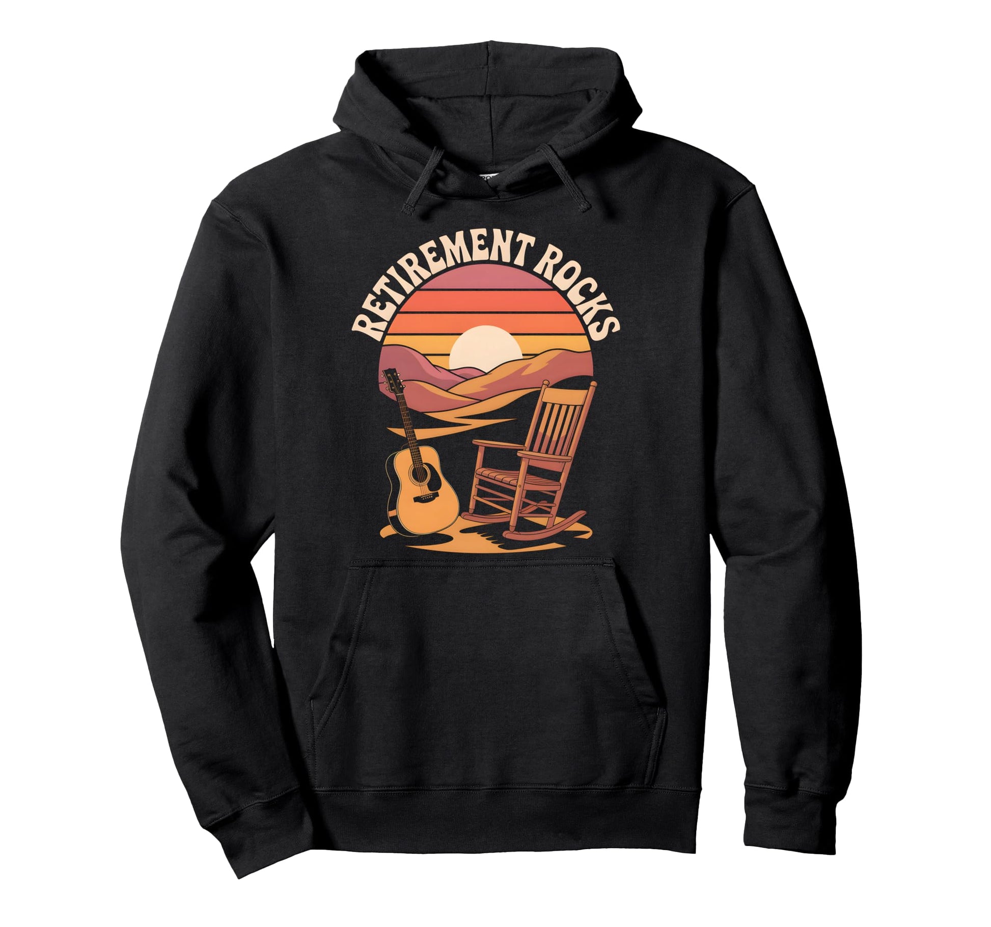 Retirement Rocks Acoustic Guitar Old Hoodie - Casual Everyday Wear Unisex - T-Shirt, Sweatshirt, Hoodie