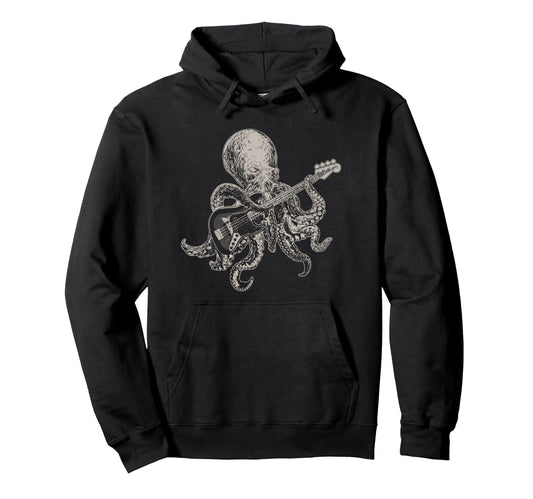 Bassist Octopus Bass Player Animal Hoodie - Aesthetic Graphic Unisex - T-Shirt, Sweatshirt, Hoodie