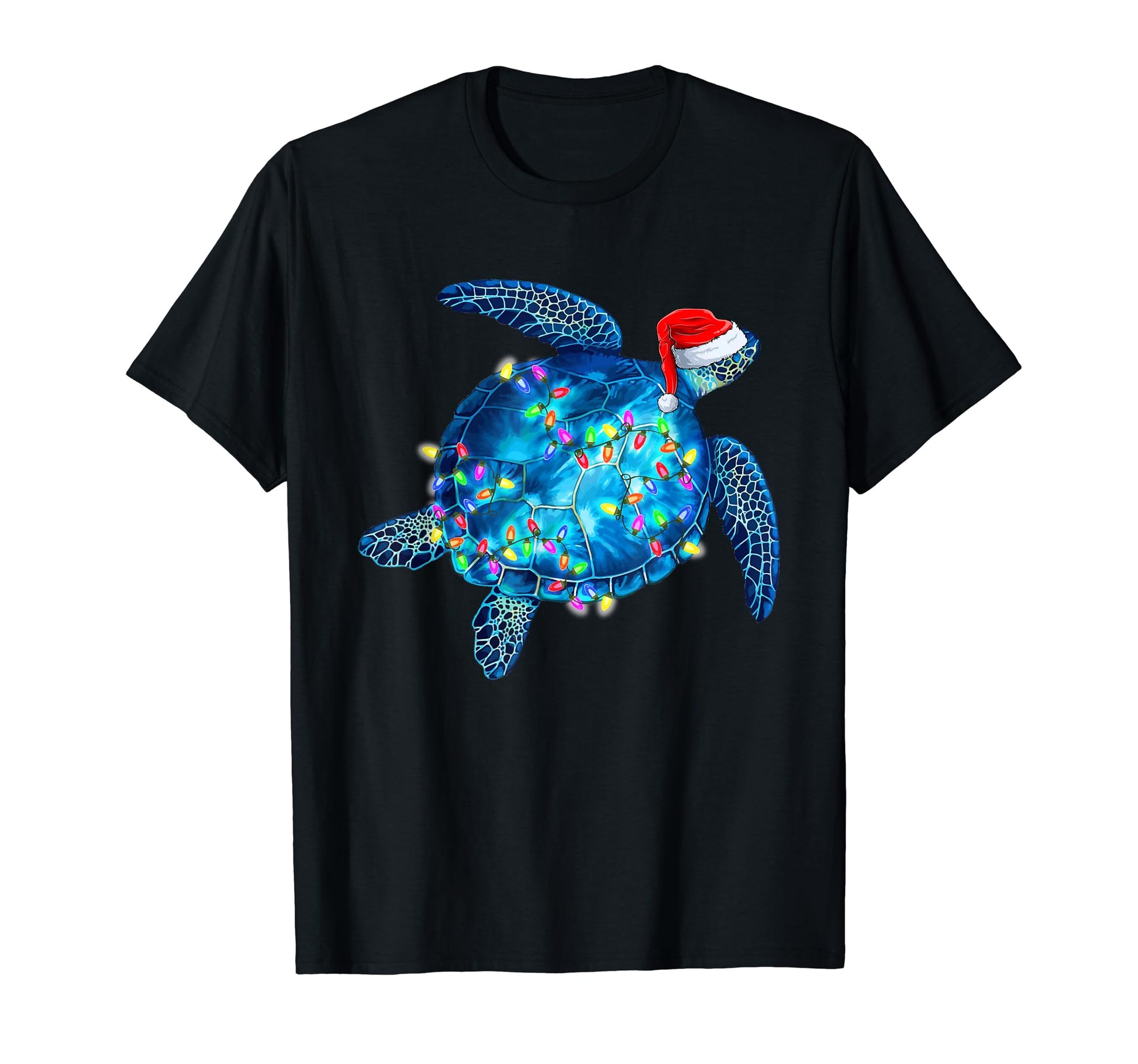 Sea Turtle Lights Santa Hat Funny Merry T-Shirt - Trendy Graphic for Adults - T-Shirt, Sweatshirt, Hoodie