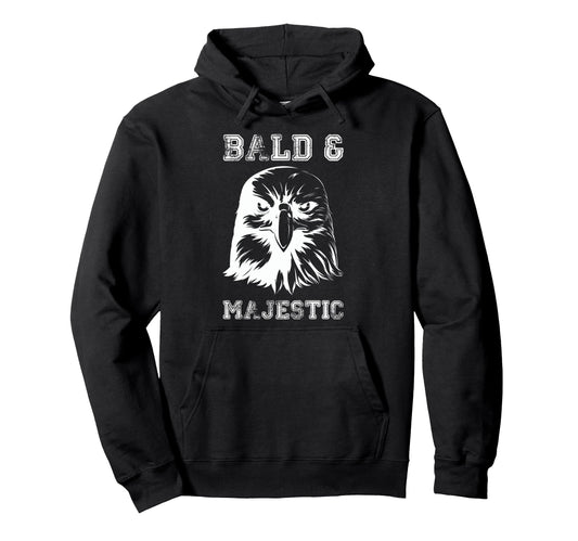 Bald Majestic Bald Guy Dad Funny Hoodie - Minimalist Print for Adults - T-Shirt, Sweatshirt, Hoodie