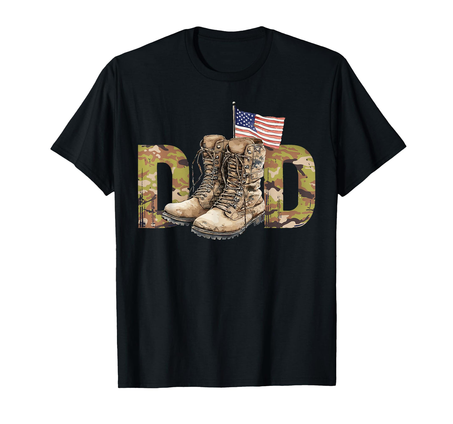 Military Dad Camo Camouflage Boots T-Shirt - Unique Graphic Unisex - T-Shirt, Sweatshirt, Hoodie