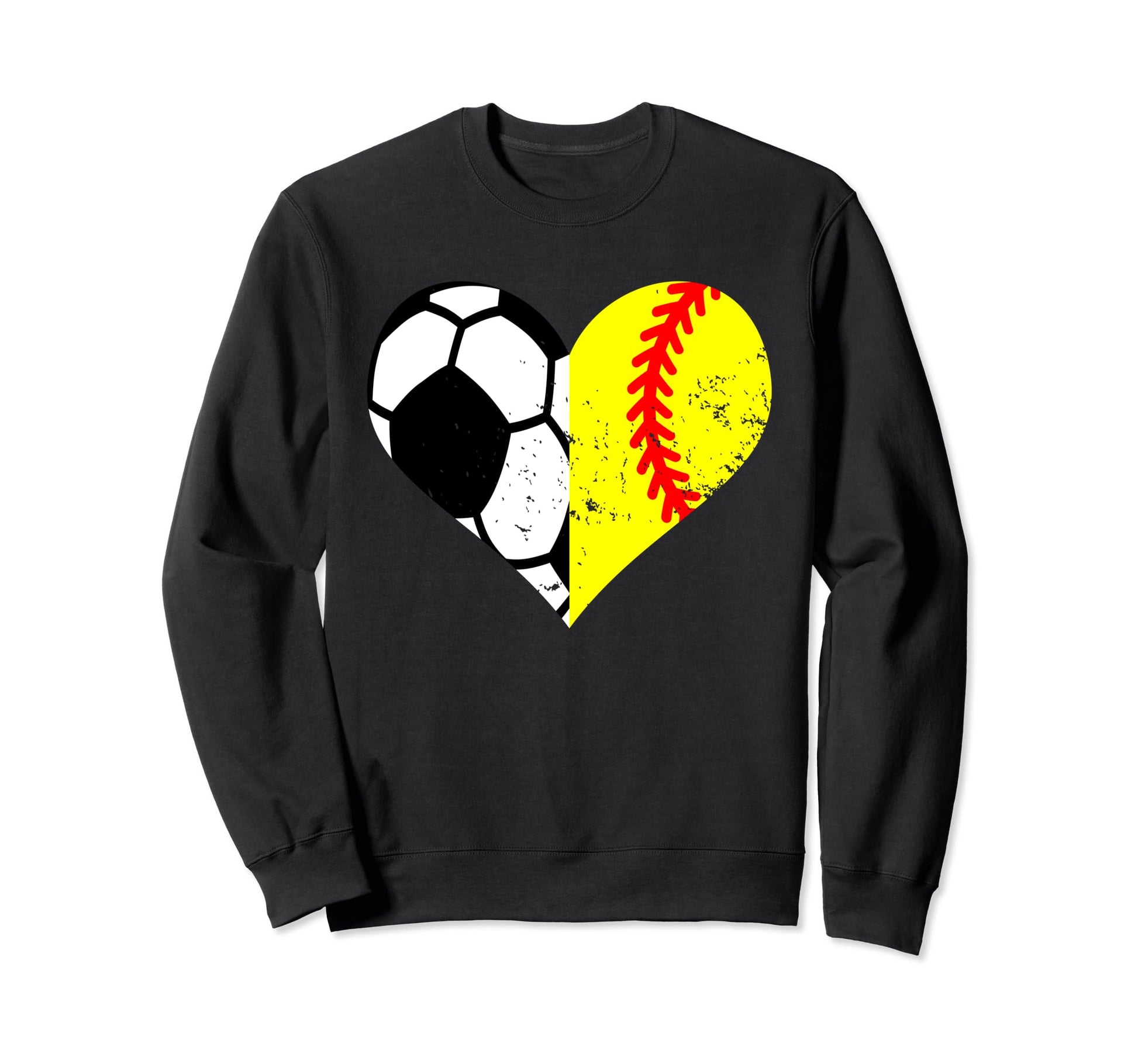 Soccer Softball Heart Funny Soccer Sweatshirt - Aesthetic Graphic Unisex - T-Shirt, Sweatshirt, Hoodie