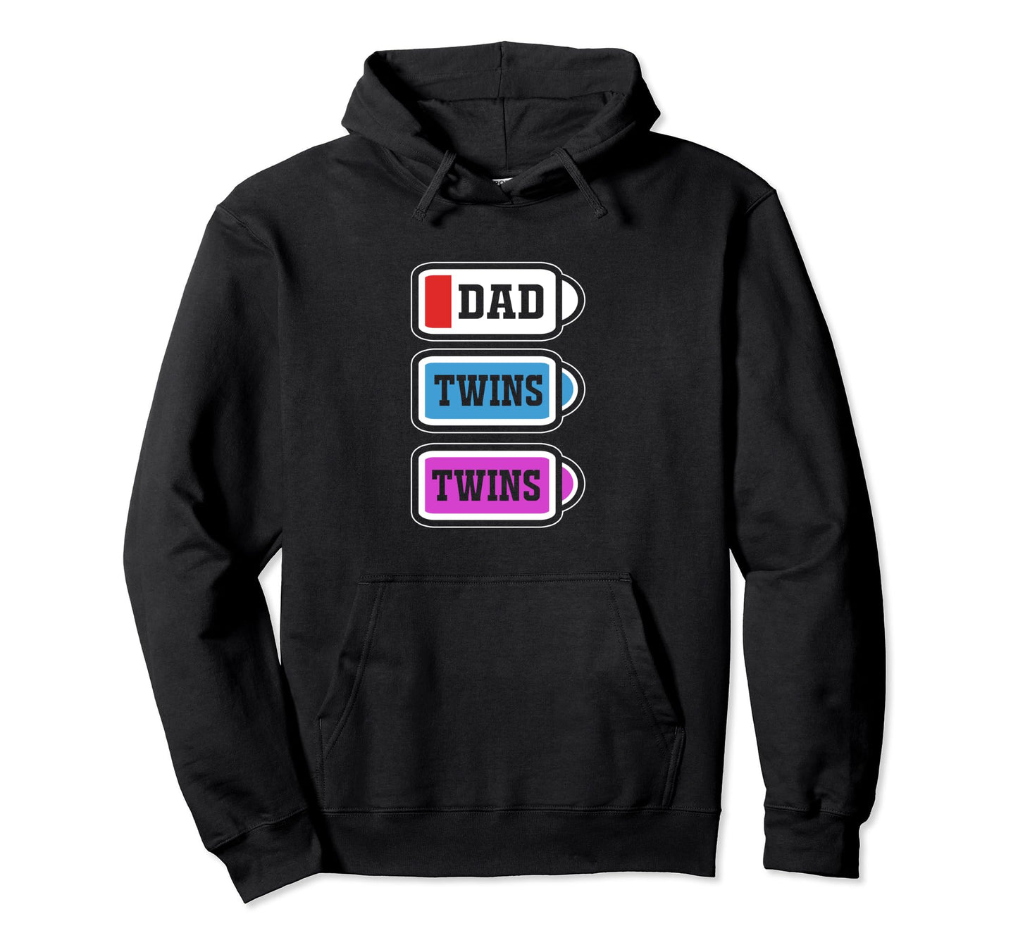 Funny Twin Daddy Dad Low Battery Hoodie - Unique Graphic Unisex - T-Shirt, Sweatshirt, Hoodie