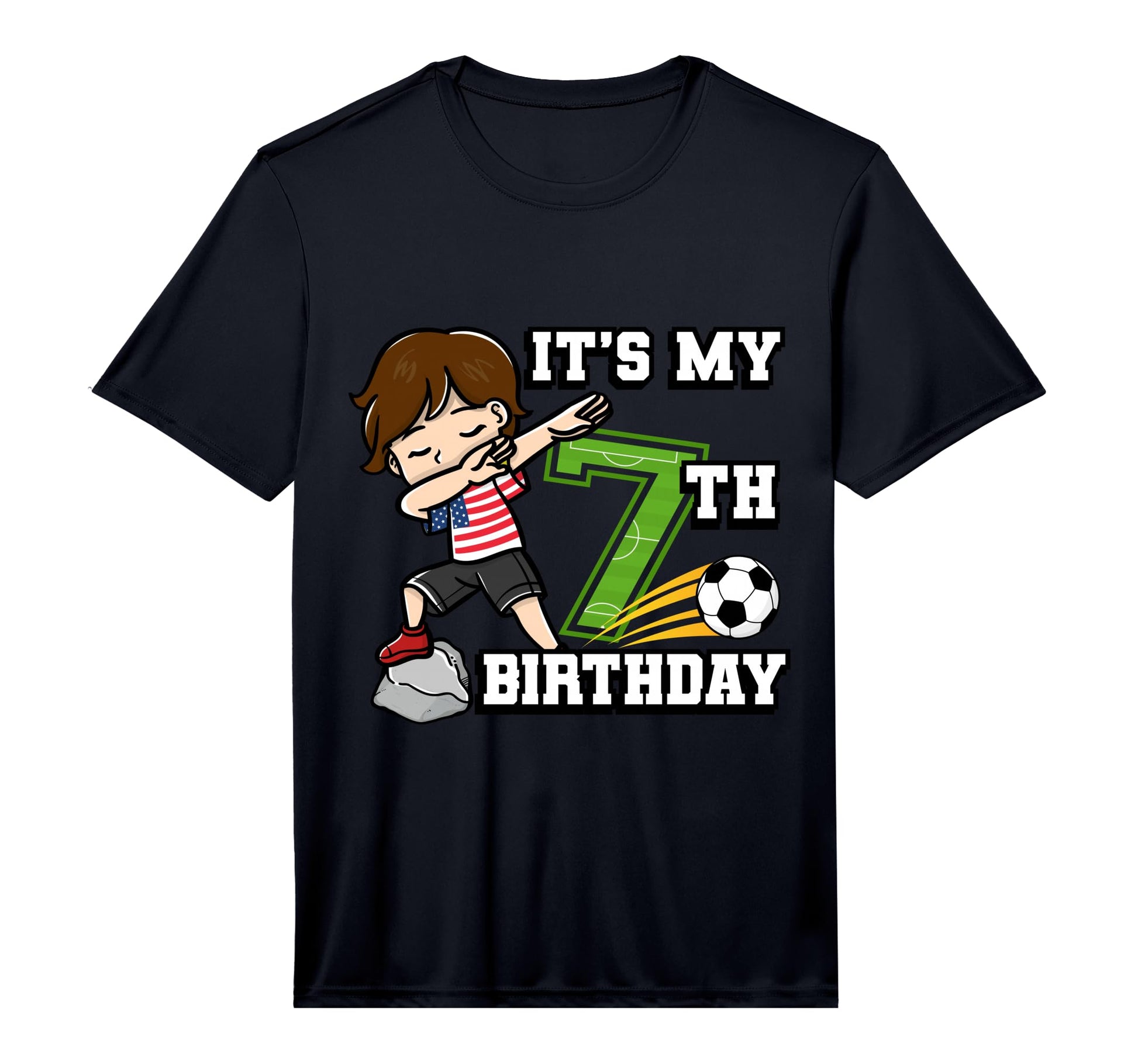 Soccer Its My 7Th Birthday American T-Shirt - Minimalist Print Men Women - T-Shirt, Sweatshirt, Hoodie