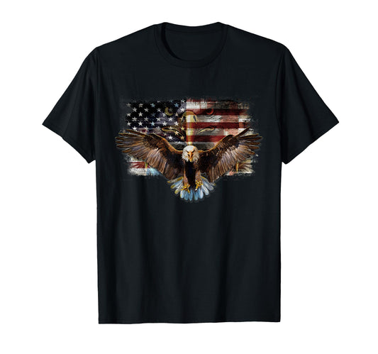 Bald Eagle 4Th July American Usa Flag T-Shirt - Custom Art Print Unisex - T-Shirt, Sweatshirt, Hoodie