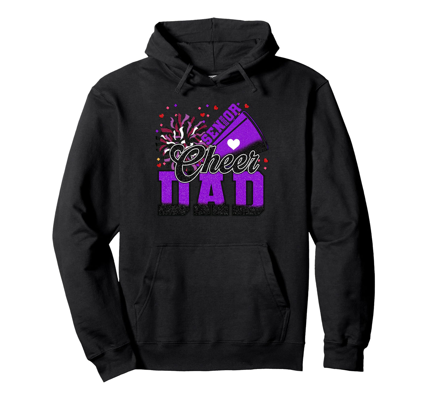 Senior Cheer Dad 2026 Purple Cheer Hoodie - Minimalist Print for Adults - T-Shirt, Sweatshirt, Hoodie