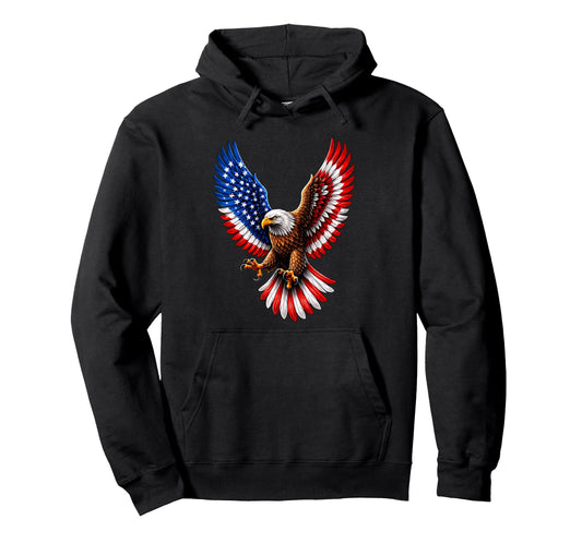 American Flag Patriotic Bald Eagle 4Th Hoodie - Novelty Apparel for Adults - T-Shirt, Sweatshirt, Hoodie