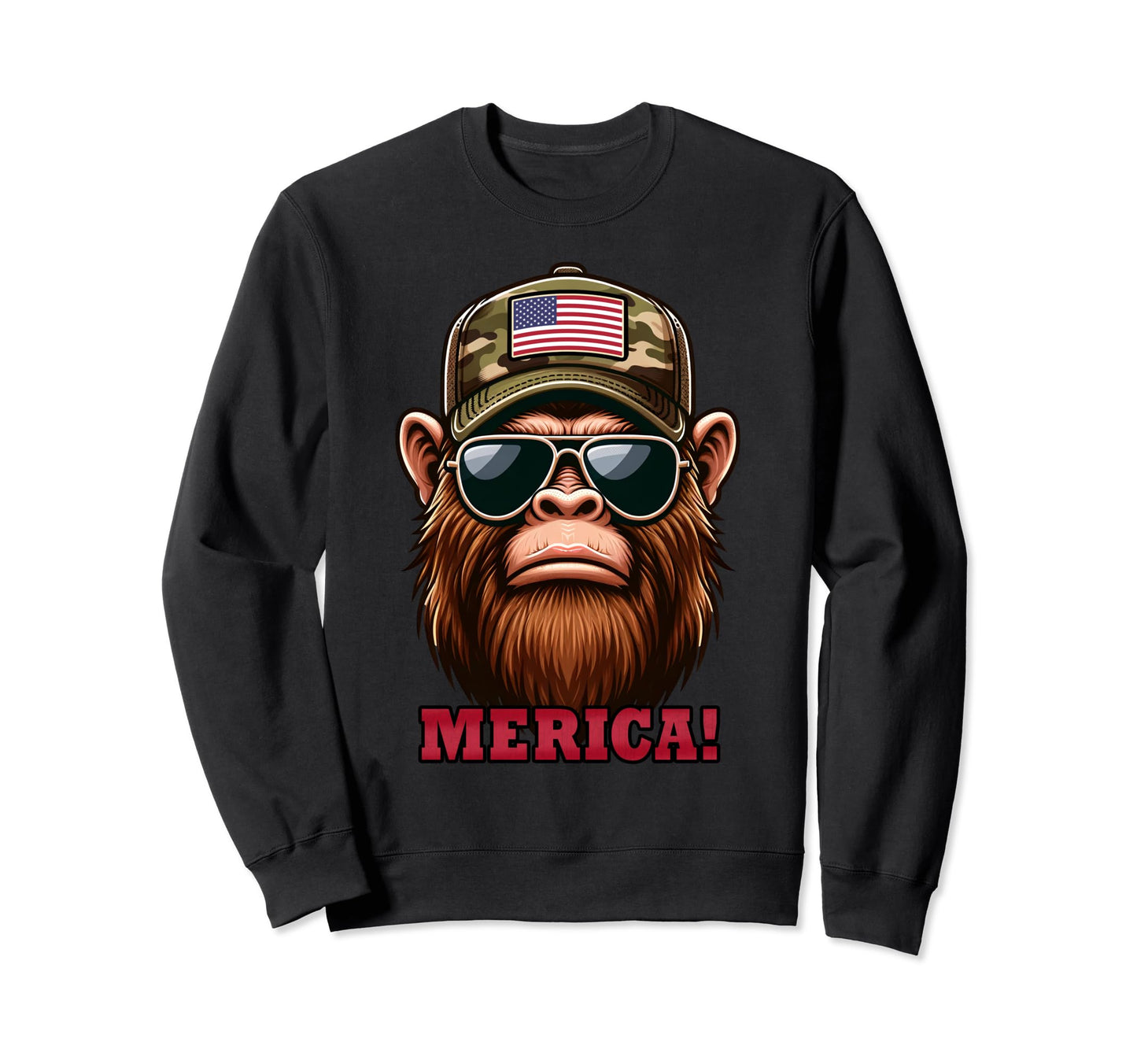 Bigfoot 4Th July Usa Flag Dad Father Sweatshirt - Aesthetic Graphic Unisex - T-Shirt, Sweatshirt, Hoodie