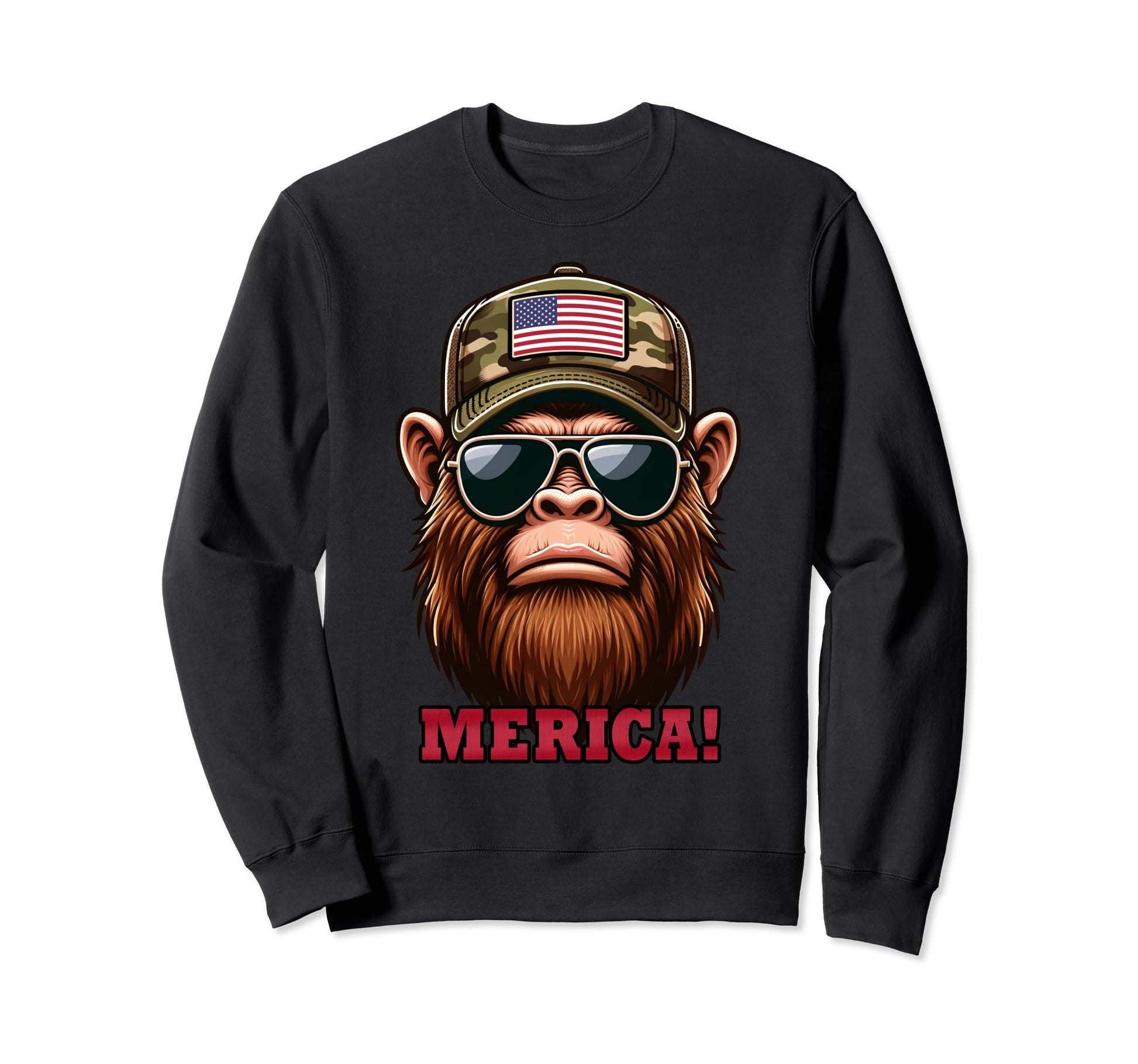 Bigfoot 4Th July Usa Flag Dad Father Sweatshirt - Aesthetic Graphic Unisex - T-Shirt, Sweatshirt, Hoodie