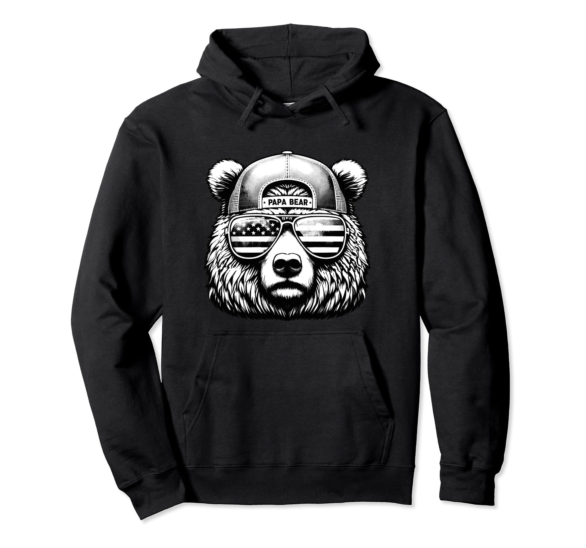 Papa Bear Face Sunglases 4Th July Hoodie - Custom Art Print for Adults - T-Shirt, Sweatshirt, Hoodie