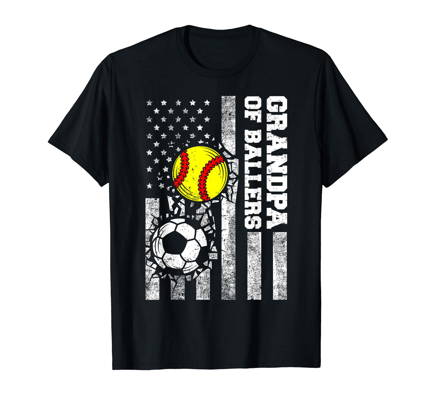 Grandpa Ballers Funny Usa Flag Soccer T-Shirt - Unique Graphic Unisex - T-Shirt, Sweatshirt, Hoodie