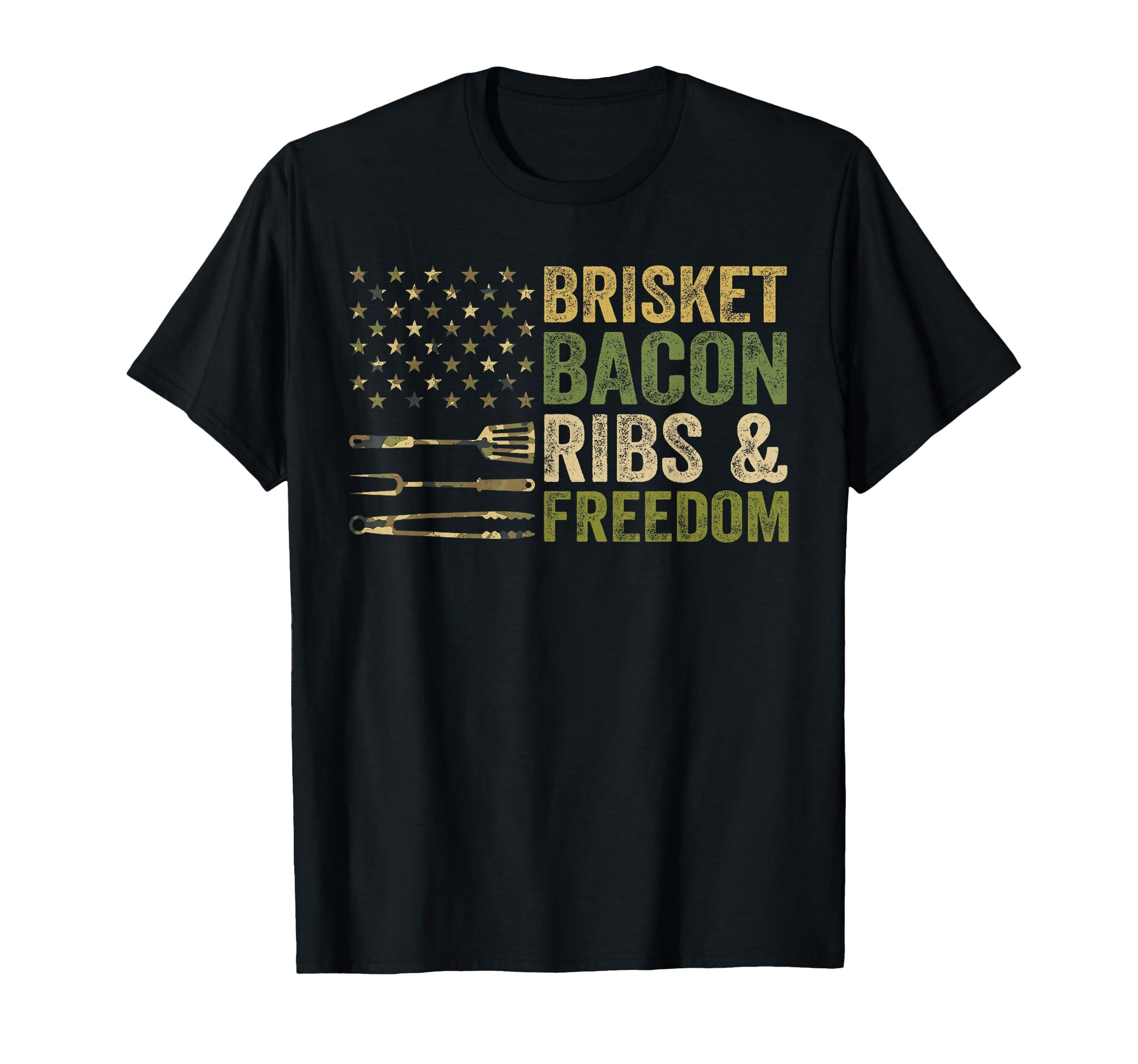 Brisket Bacon Ribs Freedom Grill Bbq T-Shirt - Novelty Apparel Men Women - T-Shirt, Sweatshirt, Hoodie