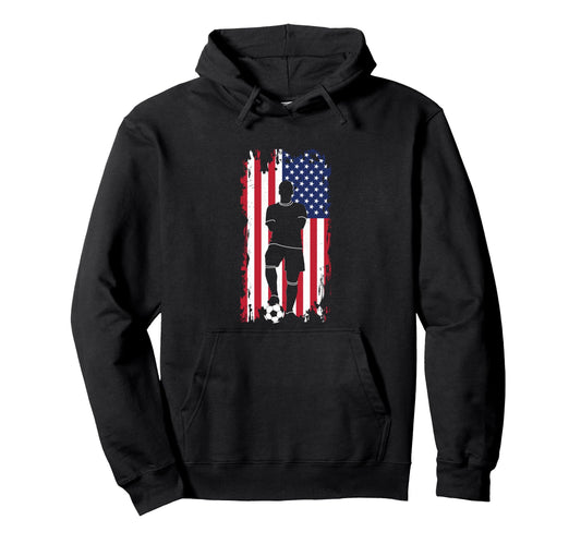 American Flag Soccer Soccer Hoodie - Graphic Print Men Women - T-Shirt, Sweatshirt, Hoodie