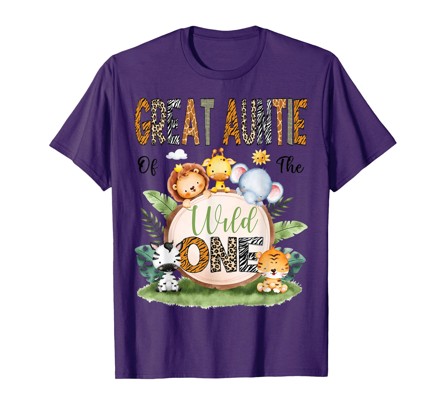 Great Auntie Wild One Safari Jungle T-Shirt - Custom Art Print for Adults - T-Shirt, Sweatshirt, Hoodie