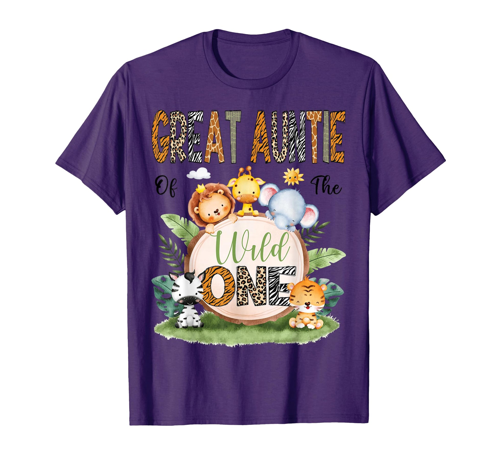 Great Auntie Wild One Safari Jungle T-Shirt - Custom Art Print for Adults - T-Shirt, Sweatshirt, Hoodie