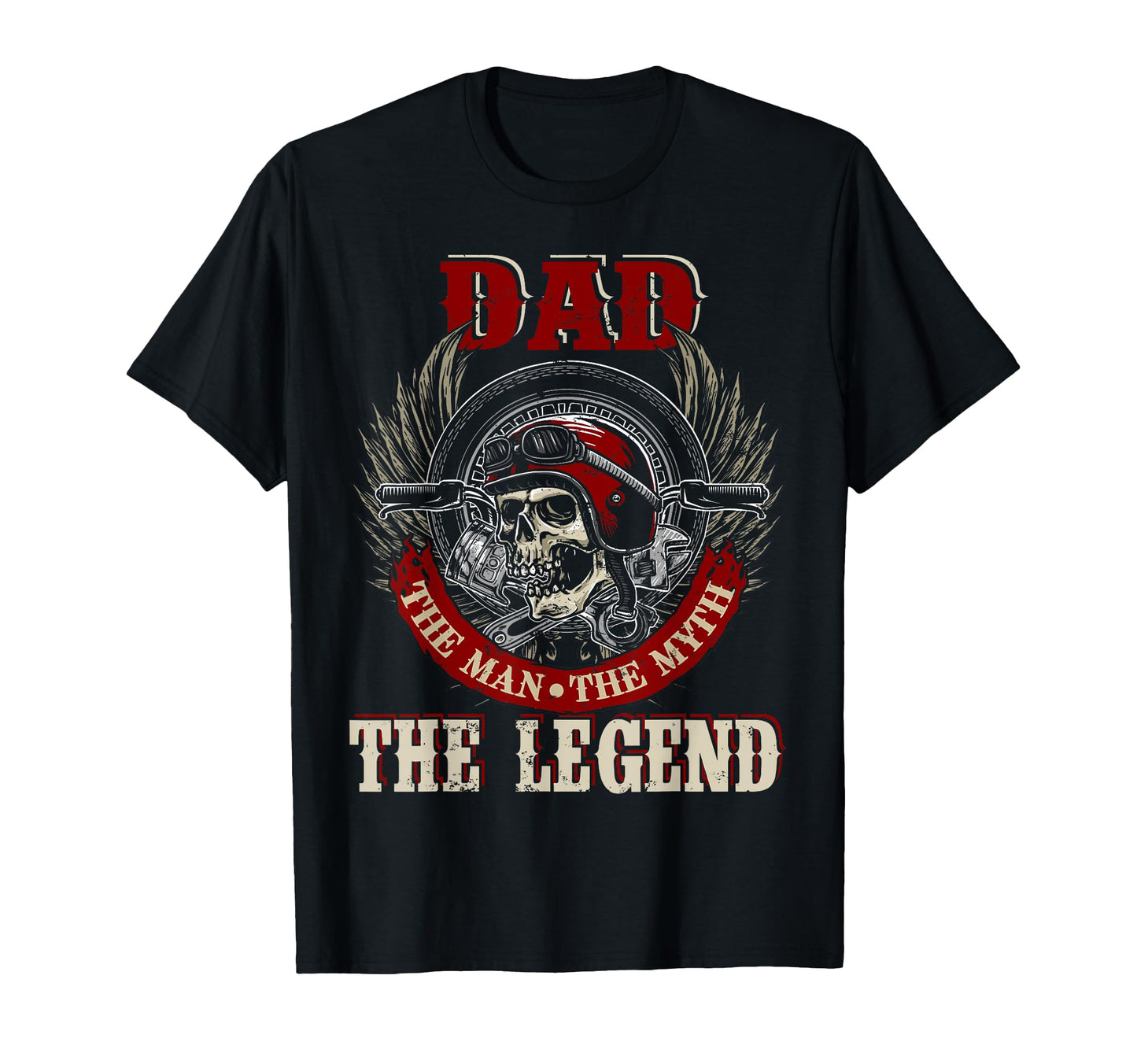 Dad Myth Happy Fathers Day Skull Biker T-Shirt - Trendy Graphic for Adults - T-Shirt, Sweatshirt, Hoodie