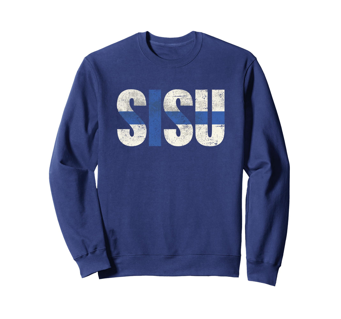Sisu Finnish Flag Distressed Sweatshirt - Fun Novelty Design Men Women - T-Shirt, Sweatshirt, Hoodie