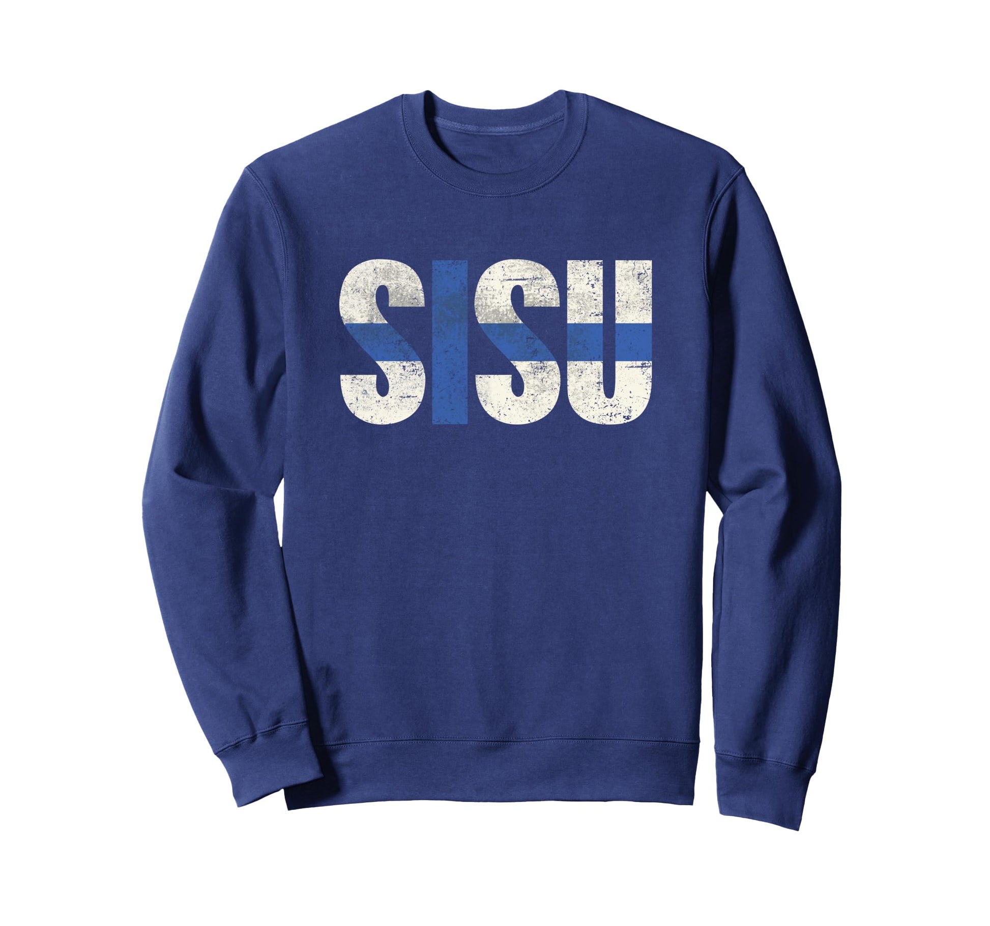 Sisu Finnish Flag Distressed Sweatshirt - Fun Novelty Design Men Women - T-Shirt, Sweatshirt, Hoodie