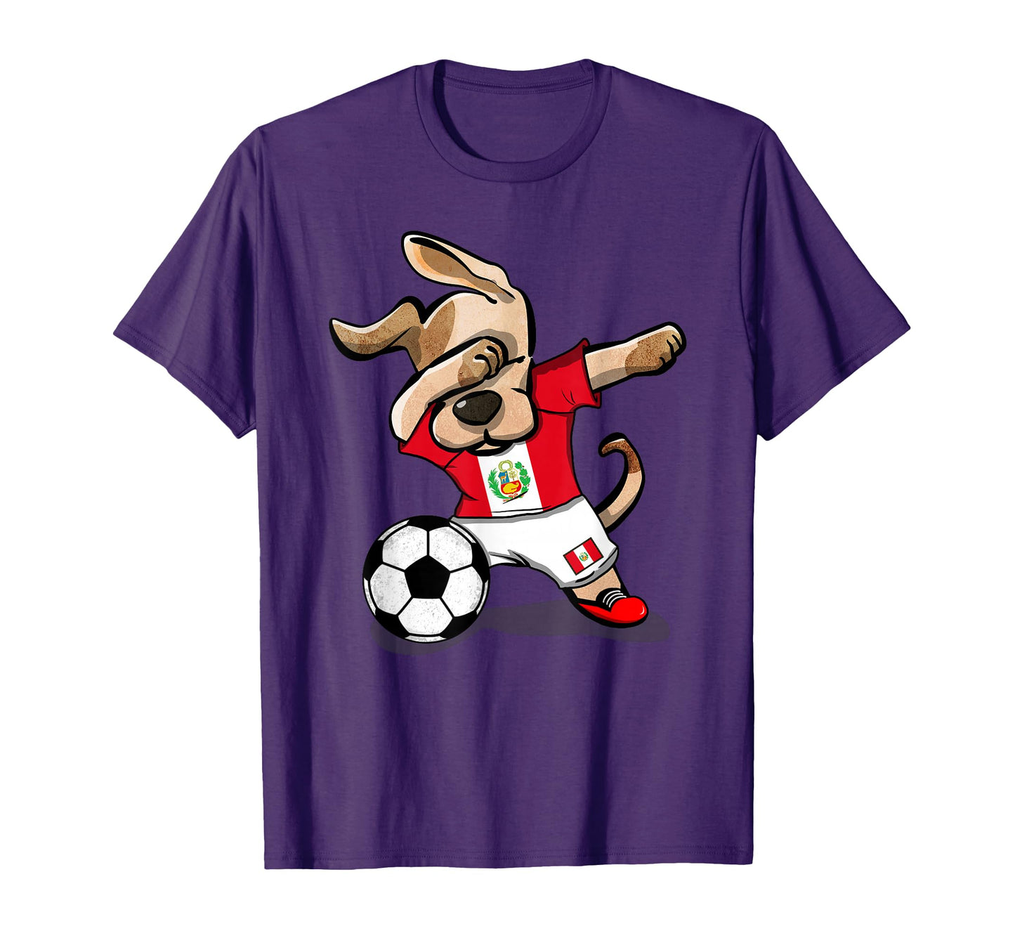 Dabbing Dog Peru Soccer Fans Jersey T-Shirt - Fun Novelty Design Men Women - T-Shirt, Sweatshirt, Hoodie