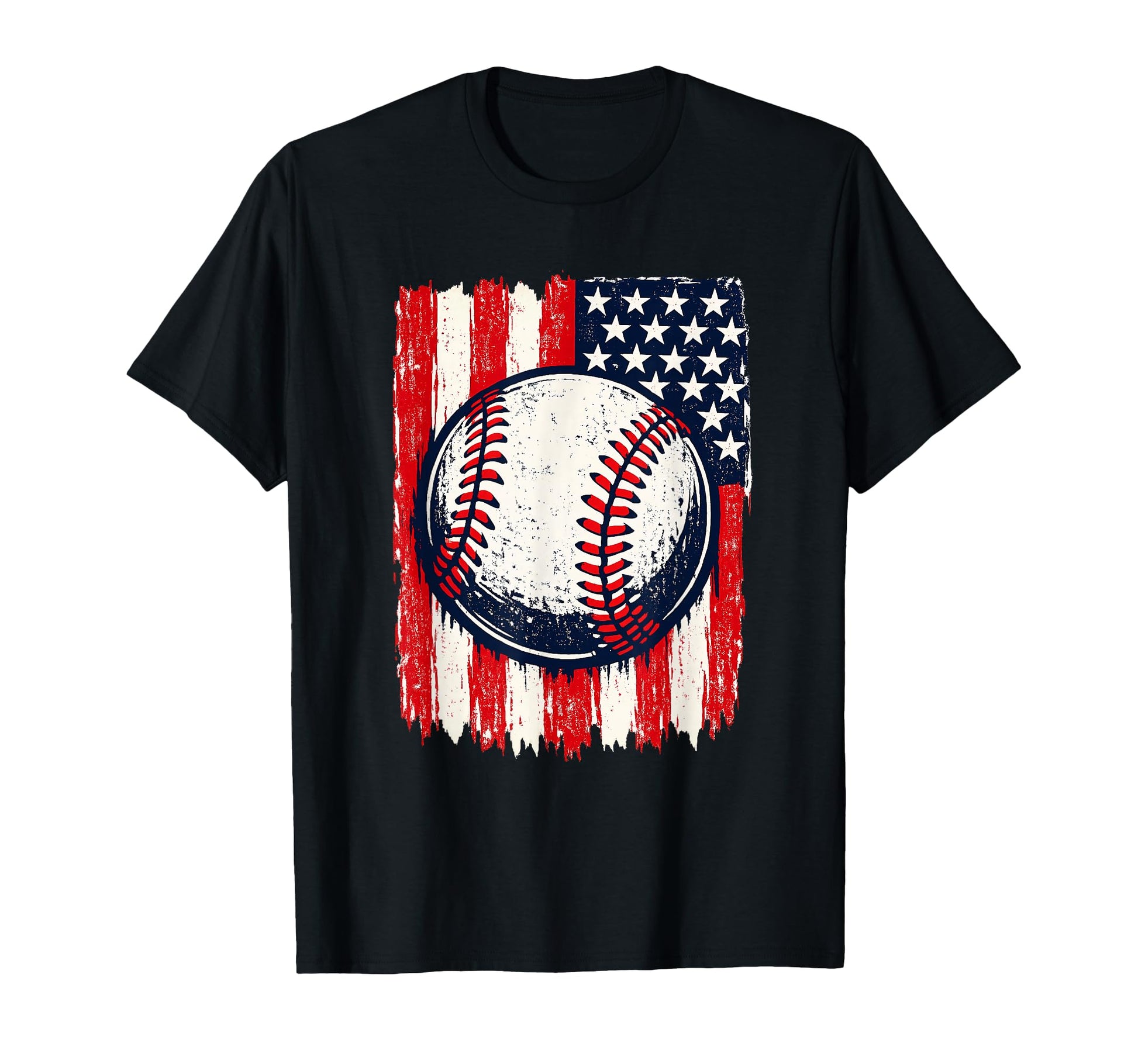 Baseball American Flag Patriotic T-Shirt - Trendy Graphic Unisex - T-Shirt, Sweatshirt, Hoodie