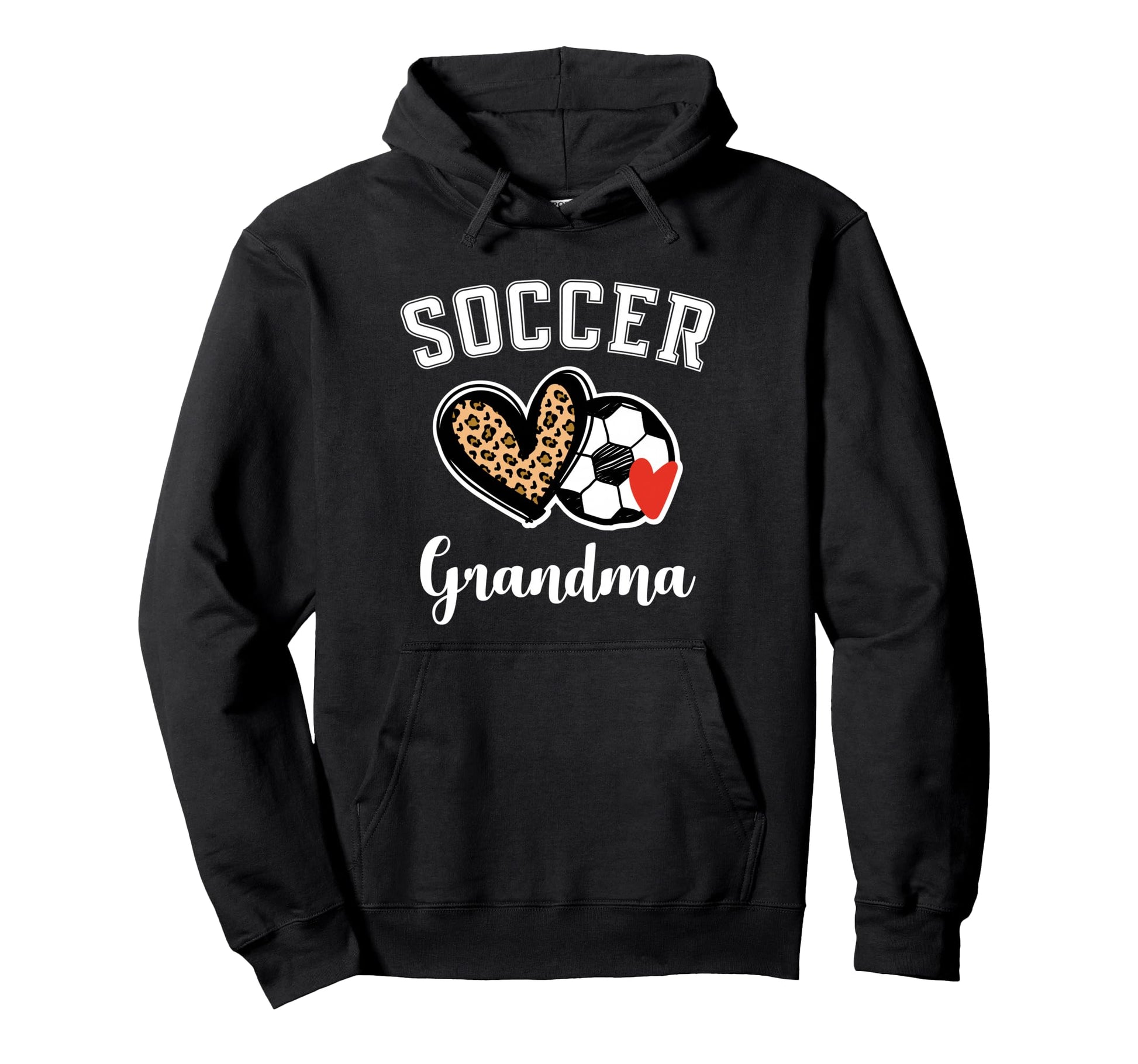 Soccer Grandma Leopard Heart Grandmother Hoodie - Graphic Print Men Women - T-Shirt, Sweatshirt, Hoodie