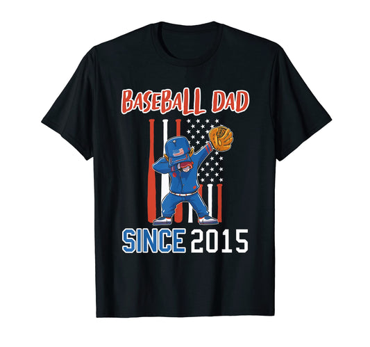 Baseball Dad Since 2015 T-Shirt - Minimalist Print Unisex - T-Shirt, Sweatshirt, Hoodie