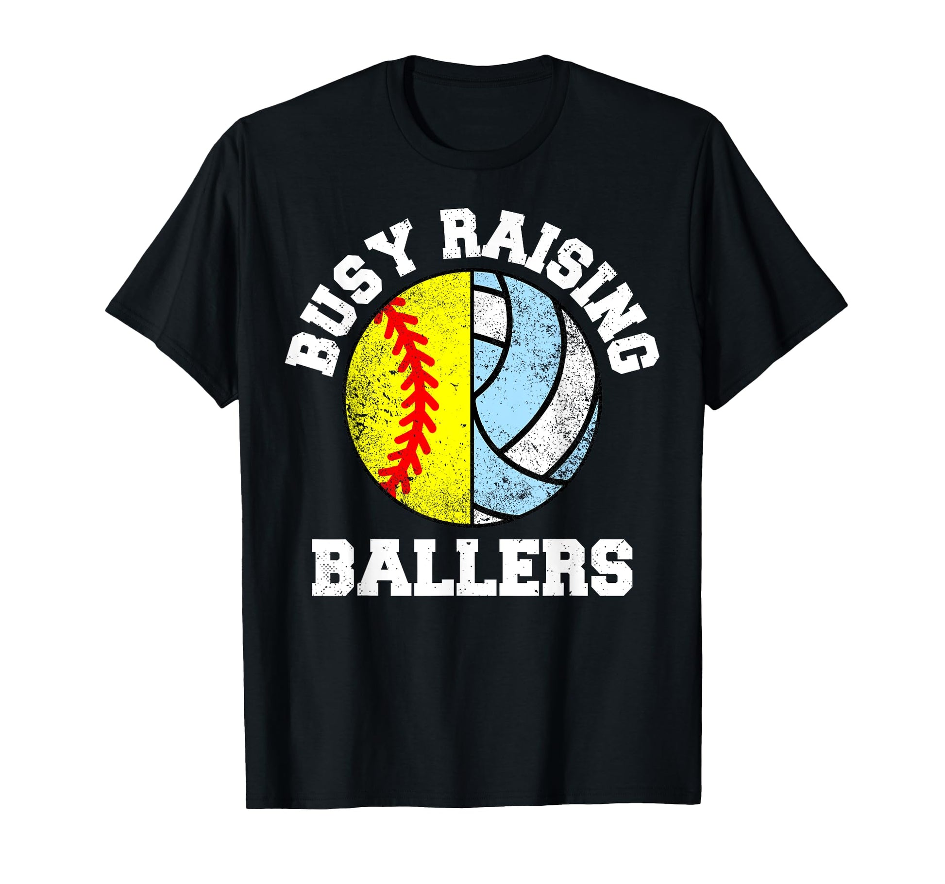 Busy Raising Ballers Funny Softball T-Shirt - Graphic Print for Adults - T-Shirt, Sweatshirt, Hoodie