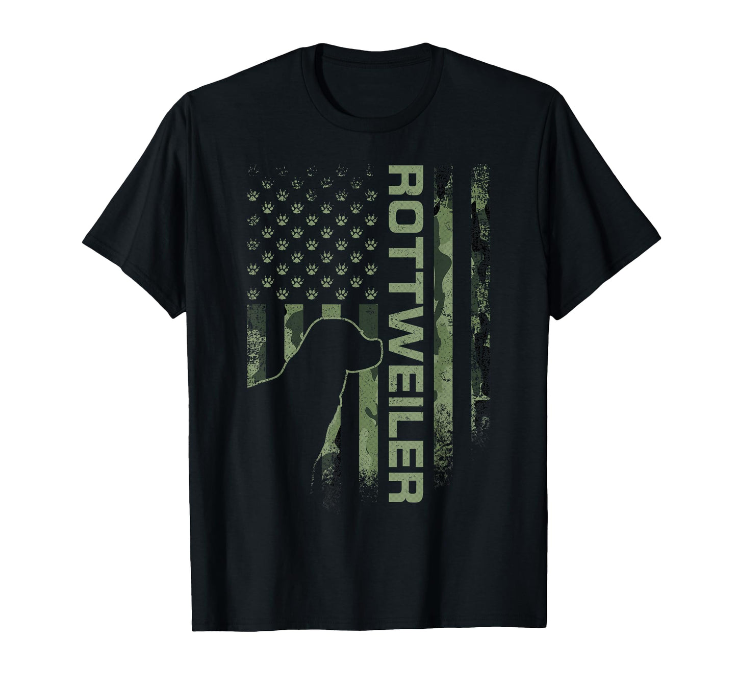 Usa American Camo Flag Rottweiler T-Shirt - Custom Art Print Men Women - T-Shirt, Sweatshirt, Hoodie