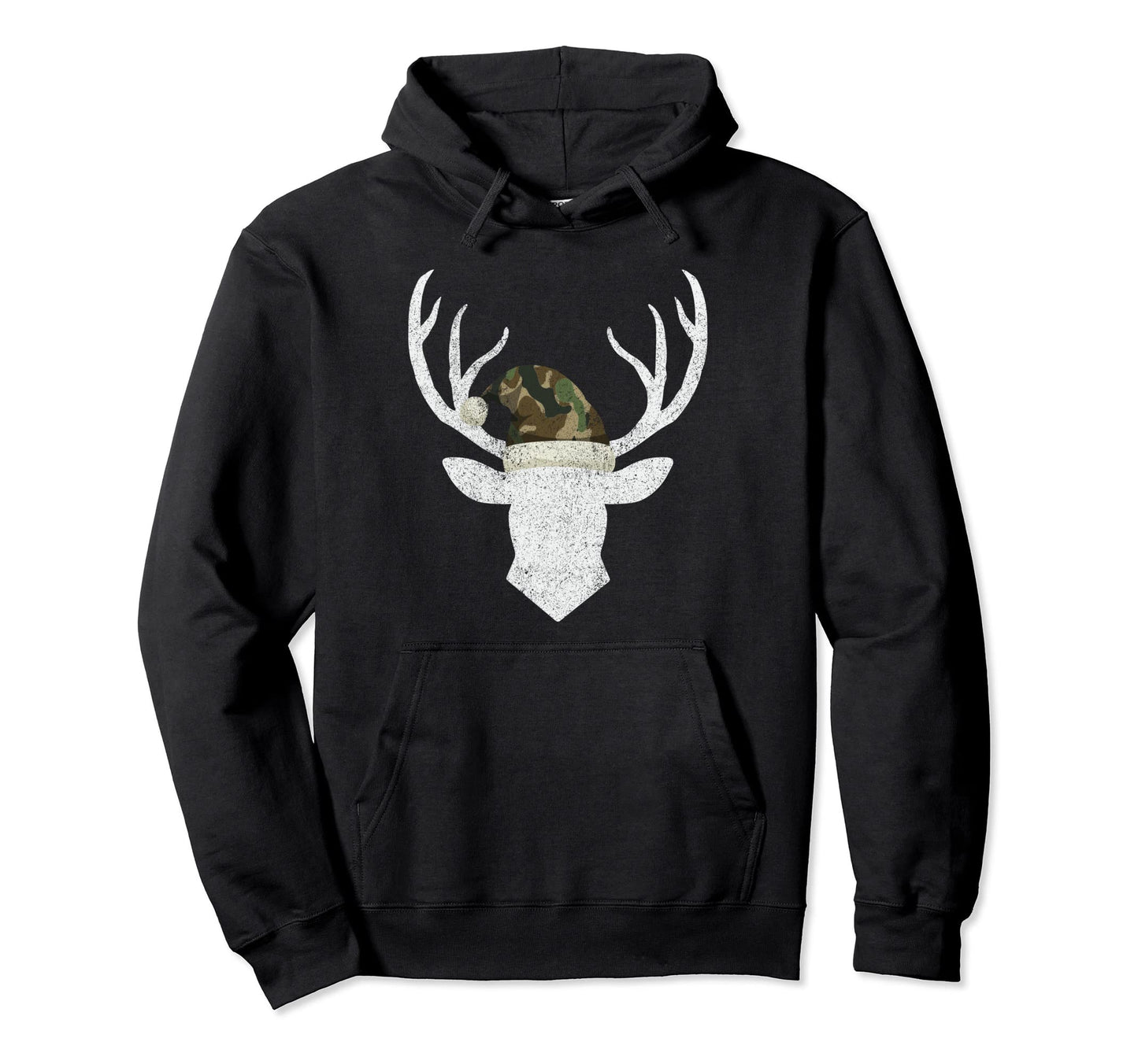 Reindeer Deer Camo Santa Hat Pajama Hunting Hoodie - Graphic Print Unisex - T-Shirt, Sweatshirt, Hoodie