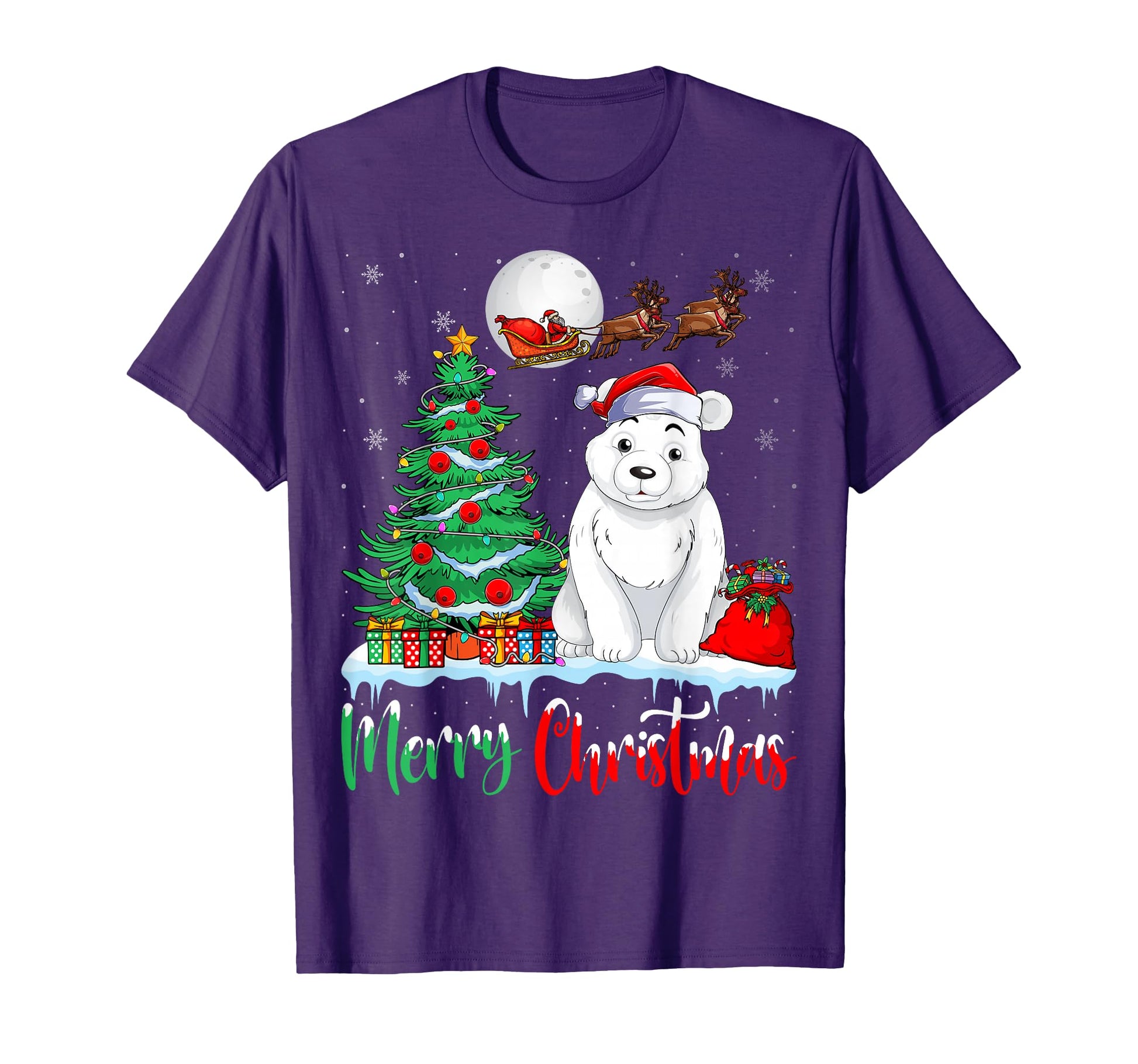 Polar Bear Wearing Santa Hat T-Shirt - Casual Everyday Wear Men Women - T-Shirt, Sweatshirt, Hoodie