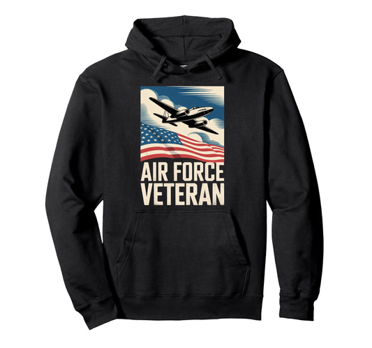 Air Force Veteran Us American Flag Hoodie - Aesthetic Graphic for Adults - T-Shirt, Sweatshirt, Hoodie