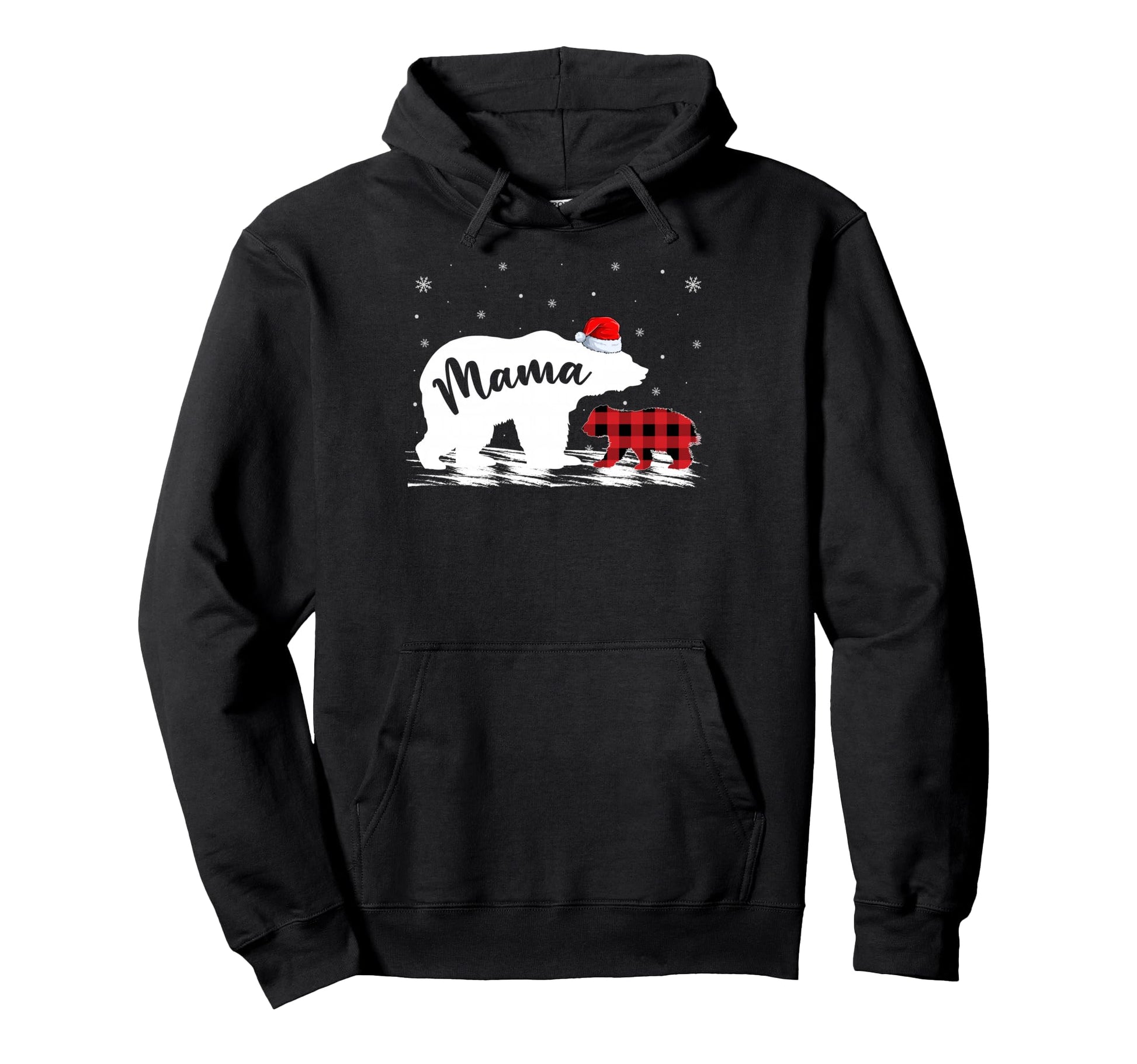 Mama Bear Pajama Red Plaid Hoodie - Graphic Print Unisex - T-Shirt, Sweatshirt, Hoodie