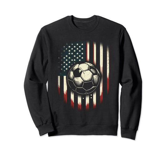 American Flag Soccer Ball Soccer Ball Sweatshirt - Graphic Print for Adults - T-Shirt, Sweatshirt, Hoodie