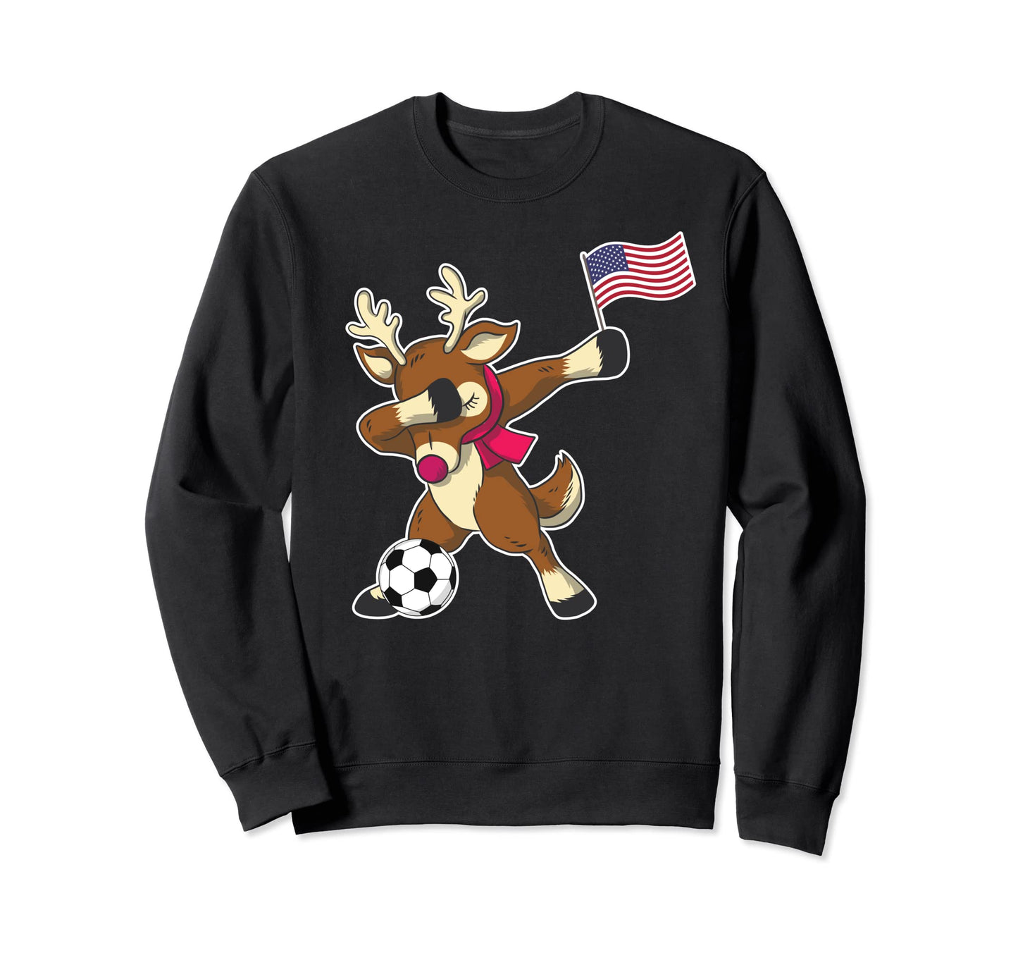 Soccer American Flag Reindeer Usa Sweatshirt - Unique Graphic for Adults - T-Shirt, Sweatshirt, Hoodie