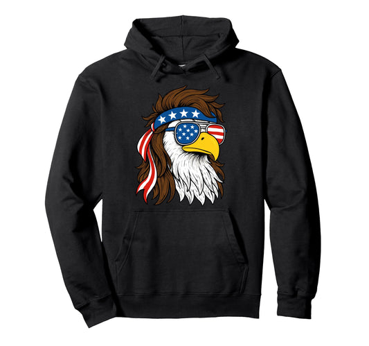 Bald Eagle Mullet 4Th July American Flag Hoodie - Trendy Graphic Men Women - T-Shirt, Sweatshirt, Hoodie