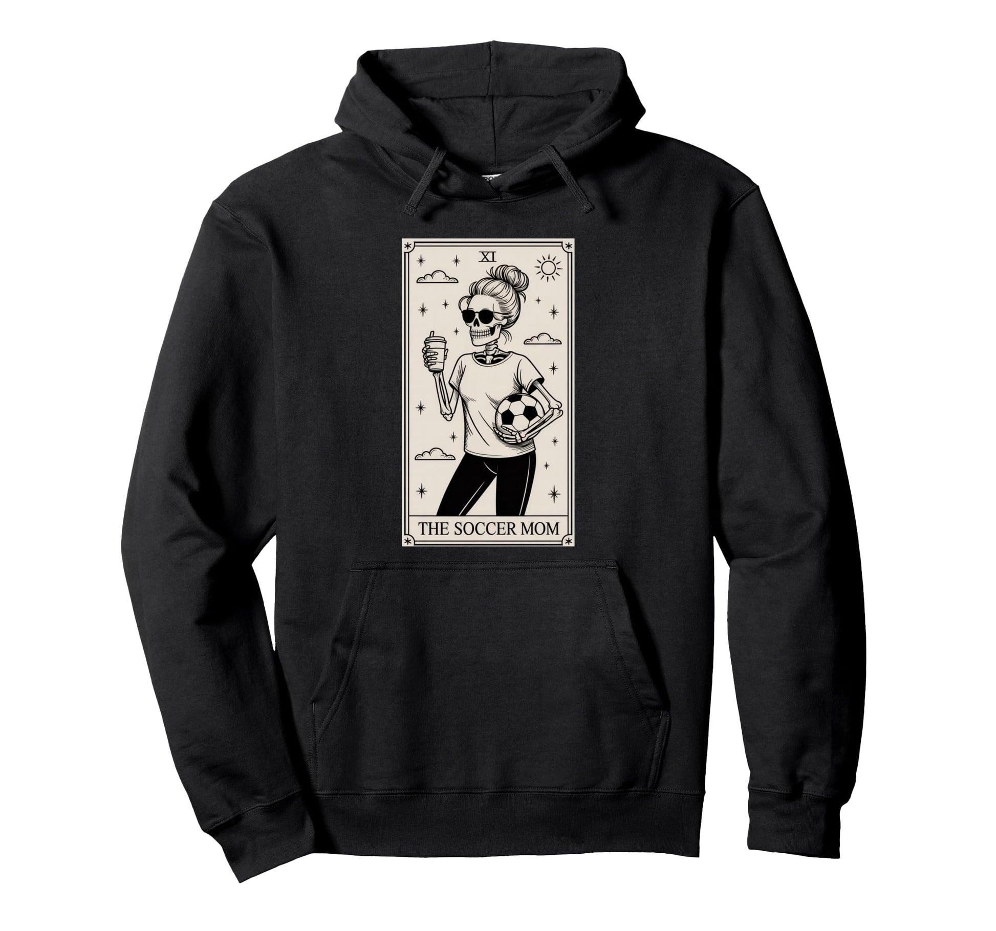 Soccer Mom Skeleton Tarot Card Hoodie - Unique Graphic Unisex - T-Shirt, Sweatshirt, Hoodie