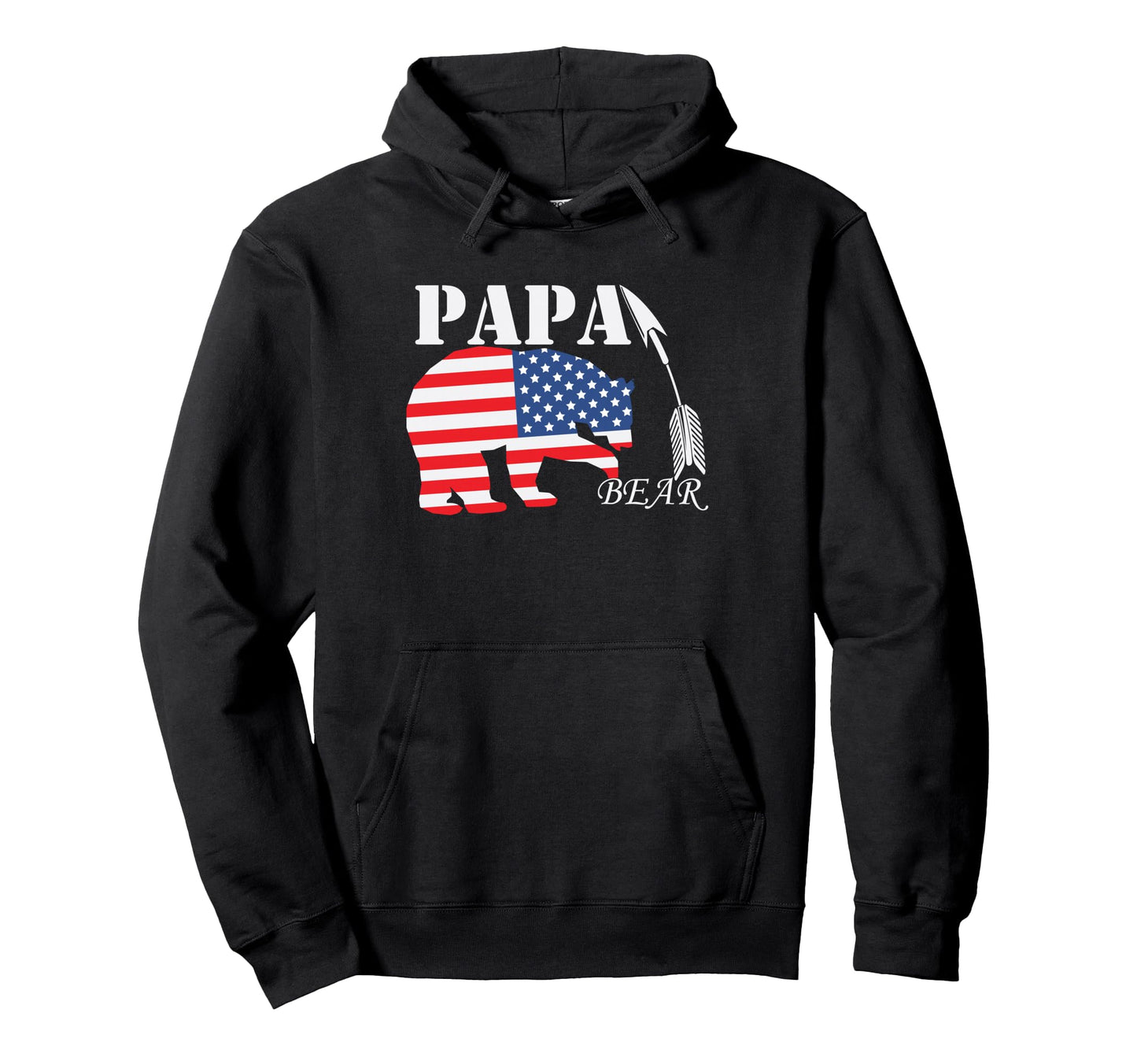 Papa Bear Funny American Usa Flag Hoodie - Graphic Print Unisex - T-Shirt, Sweatshirt, Hoodie