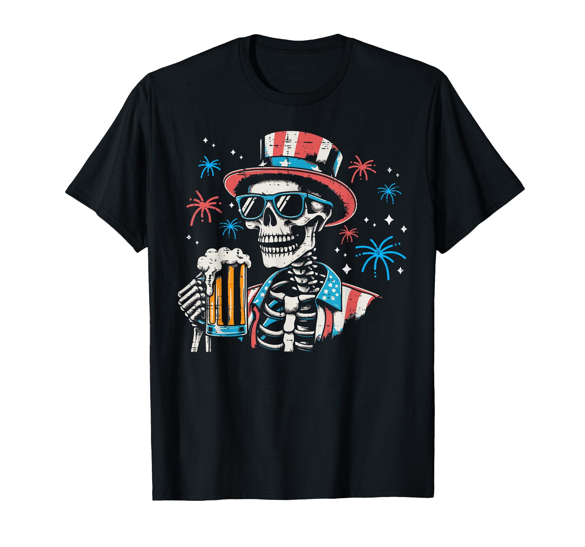 4Th July Patriotic Skeleton Funny Usa T-Shirt - Graphic Print Men Women - T-Shirt, Sweatshirt, Hoodie