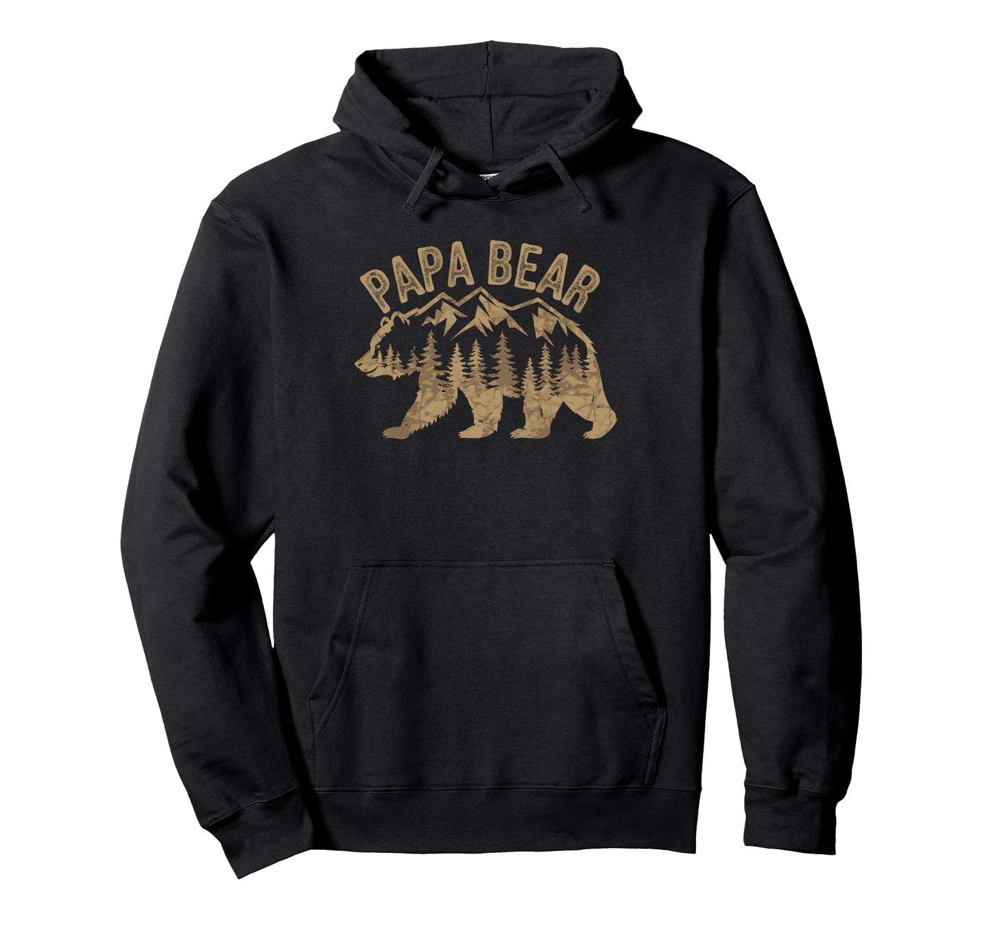 Rustic Papa Bear Wilderness Forest Mountain Hoodie - Trendy Graphic Unisex - T-Shirt, Sweatshirt, Hoodie