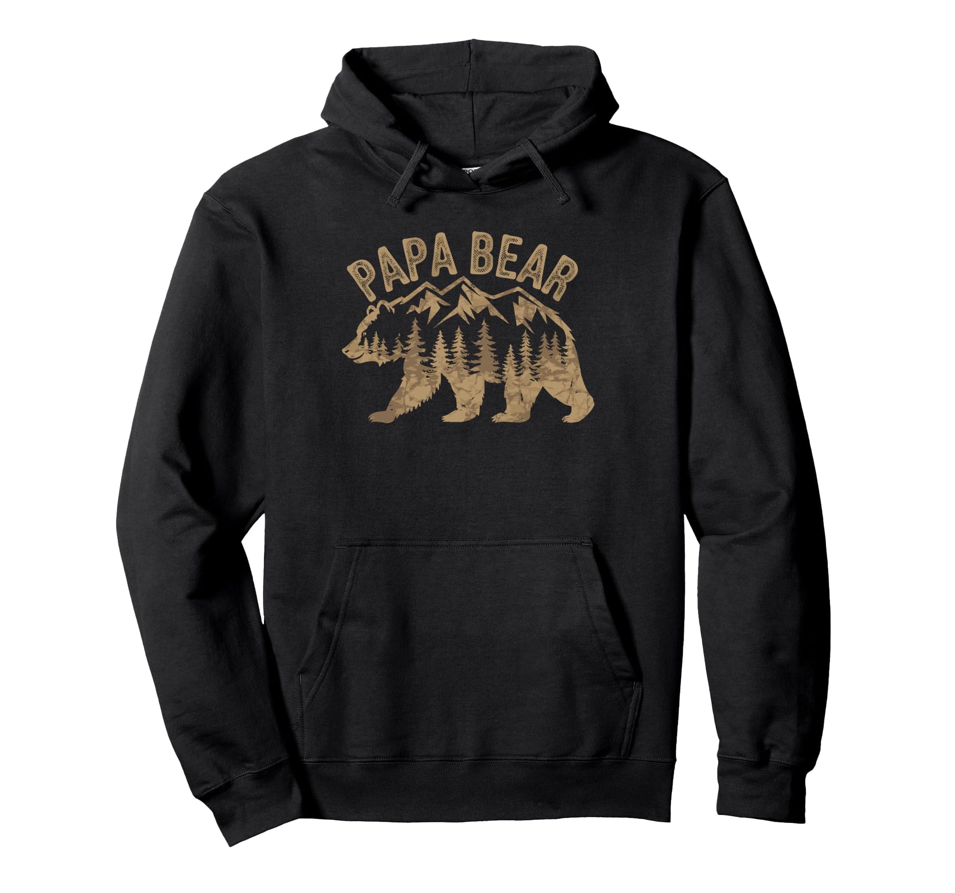 Rustic Papa Bear Wilderness Forest Mountain Hoodie - Trendy Graphic Unisex - T-Shirt, Sweatshirt, Hoodie