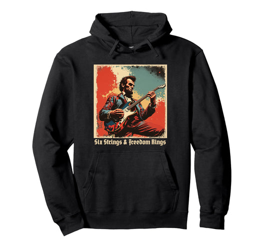Abraham Lincoln Guitar Six Strings Hoodie - Aesthetic Graphic Unisex - T-Shirt, Sweatshirt, Hoodie