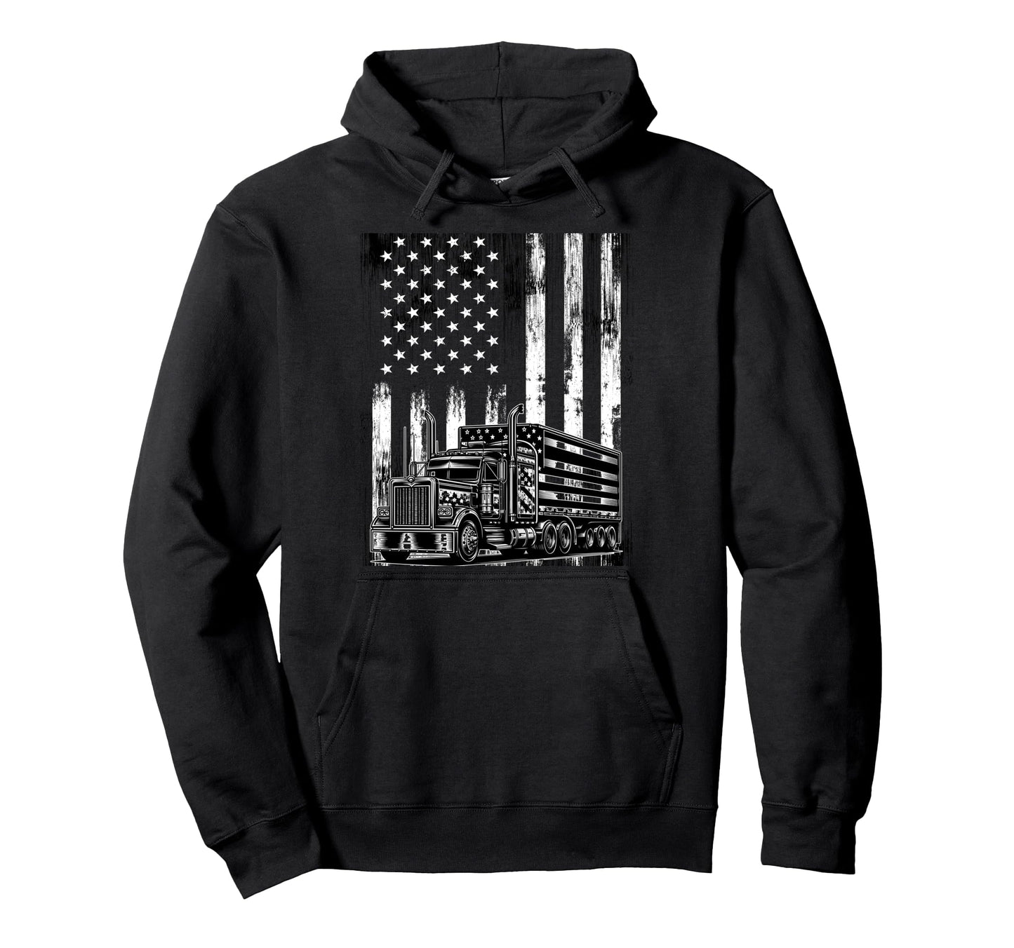Usa Flag Trucker Papa Dad Truck Driver Hoodie - Novelty Apparel for Adults - T-Shirt, Sweatshirt, Hoodie