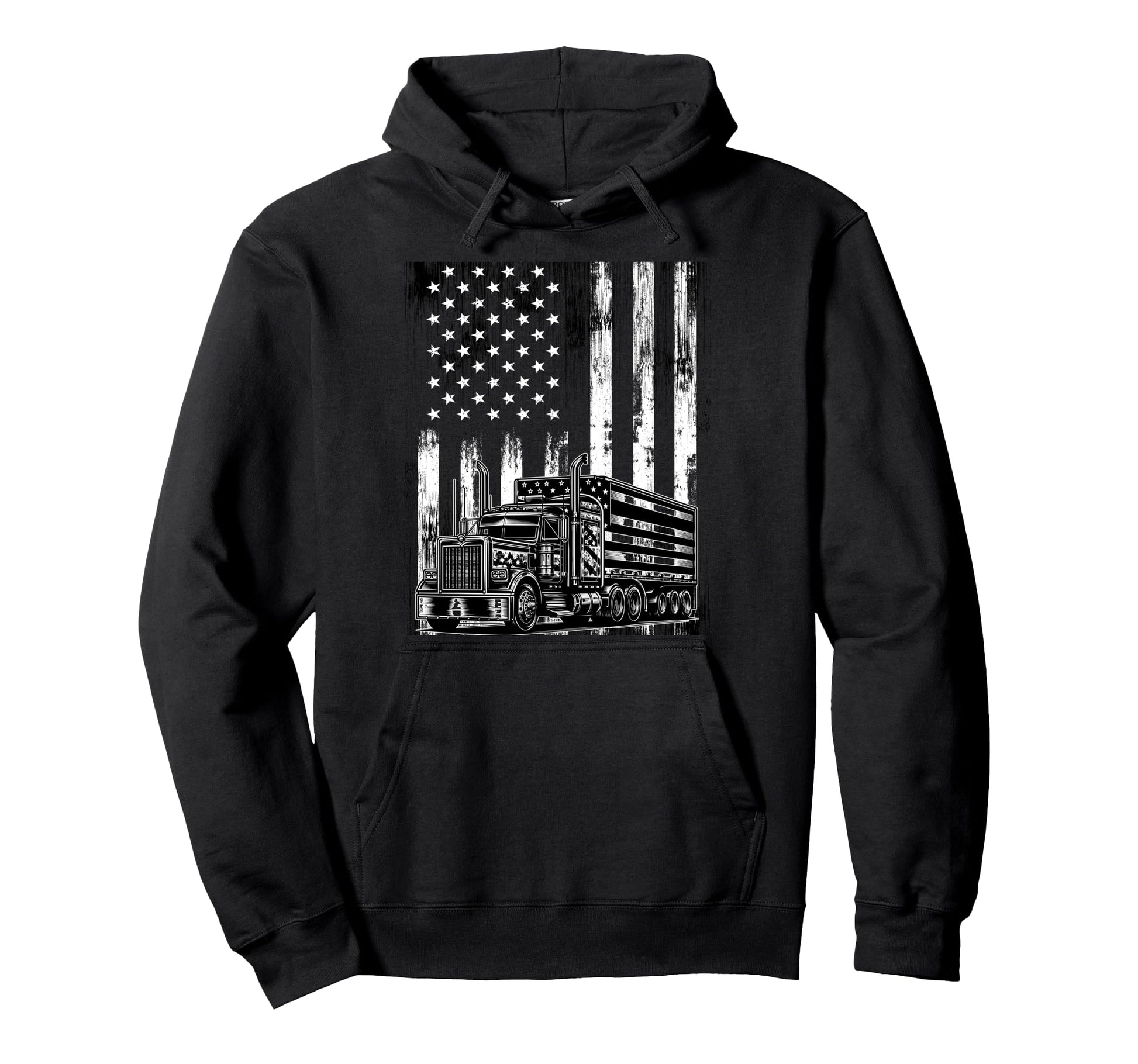 Usa Flag Trucker Papa Dad Truck Driver Hoodie - Novelty Apparel for Adults - T-Shirt, Sweatshirt, Hoodie