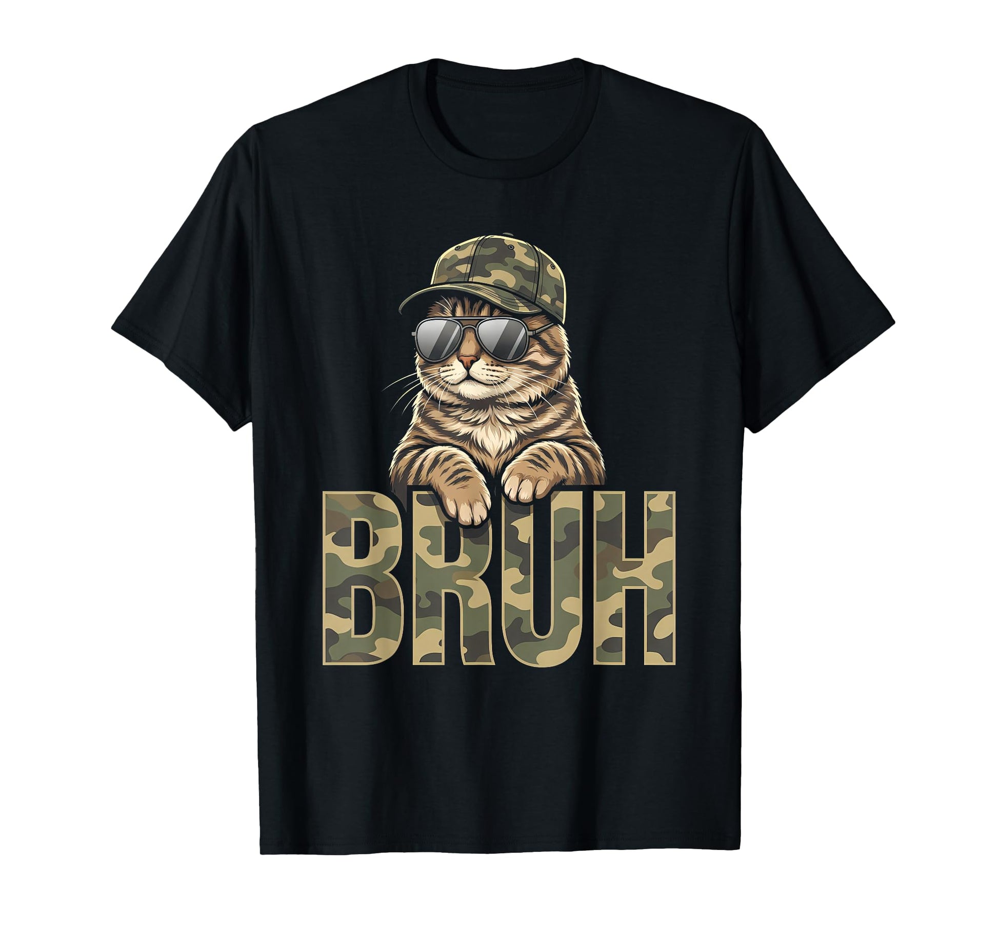 Funny Bruh Cat Trash Cat Camo Hat T-Shirt - Streetwear Style for Adults - T-Shirt, Sweatshirt, Hoodie
